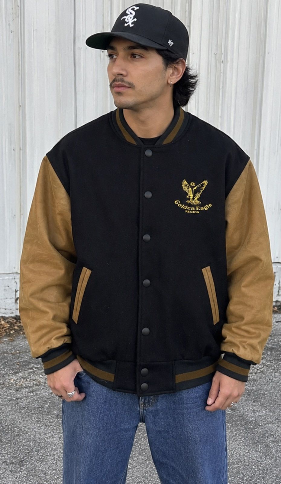 Other Vintage 90s Identity Golden Eagle Jacket Men L Wool Leather Size US L / EU 52-54 / 3 - 1 Thumbnail