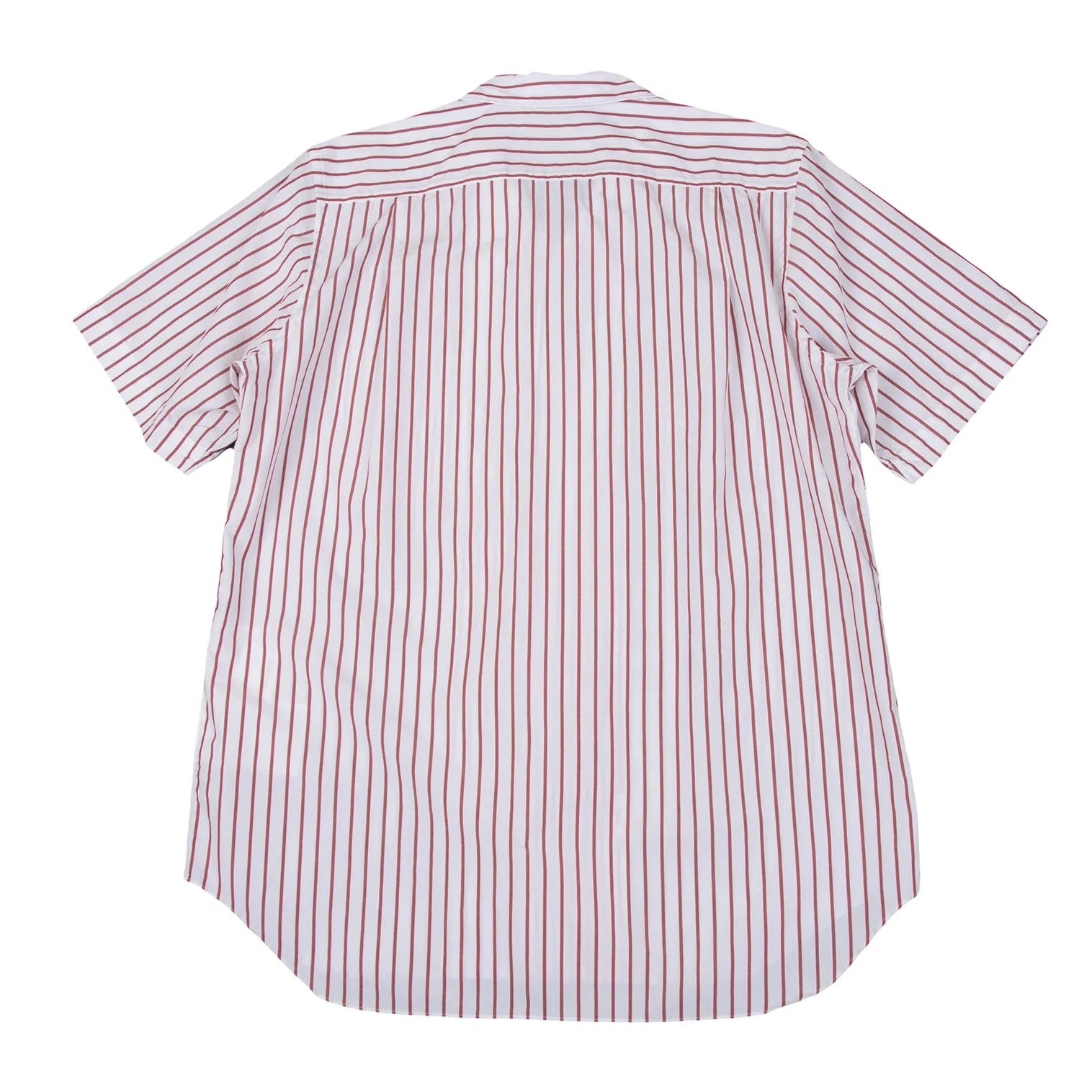 Comme des Garcons Homme Plus Open Collar Striped Logo Print Short Sleeve Shirt White Red Size US M / EU 48-50 / 2 - 12 Thumbnail