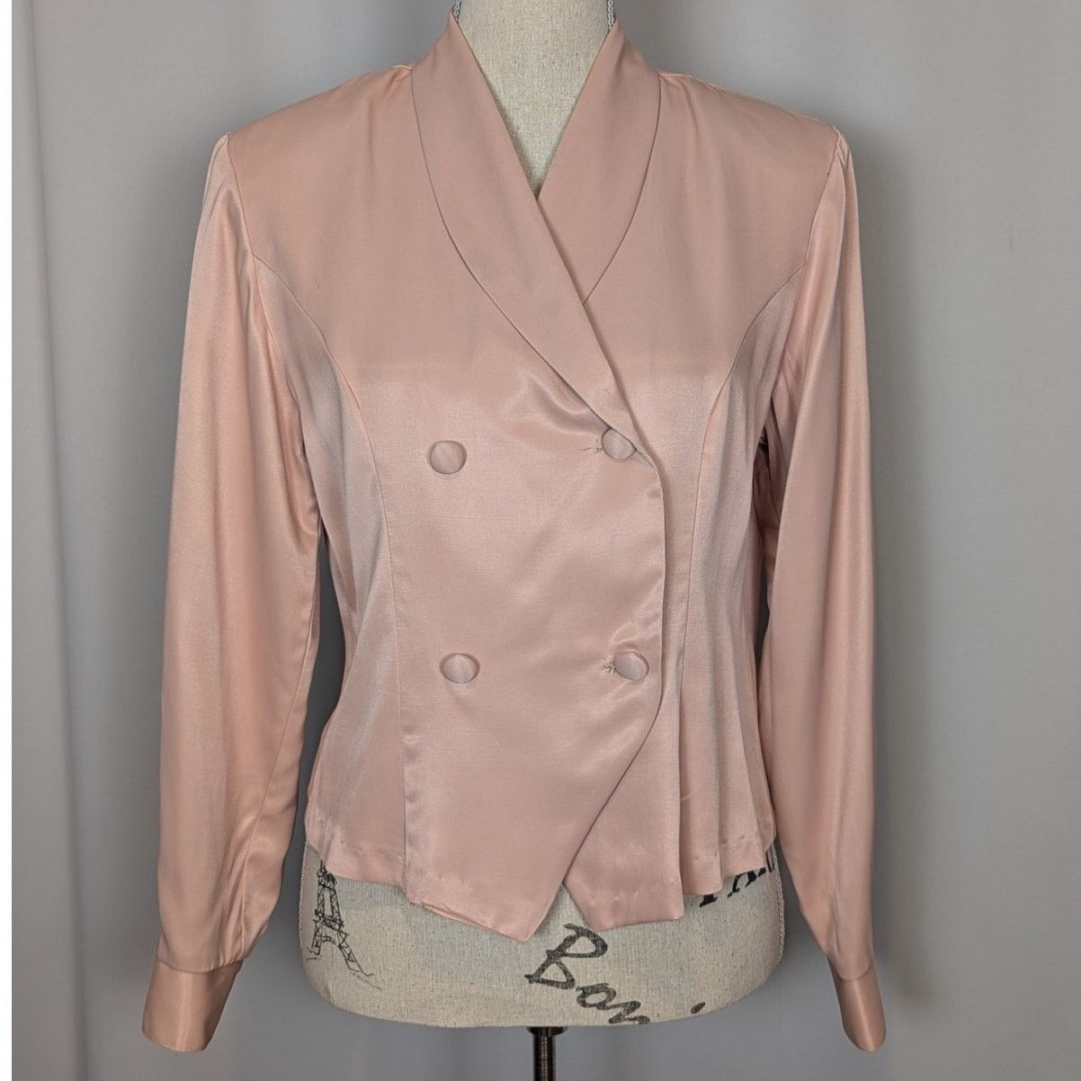 Vintage Vintage Camille Claudel Satin Double Breasted Pink Blouse Size M / US 6-8 / IT 42-44 - 13 Thumbnail