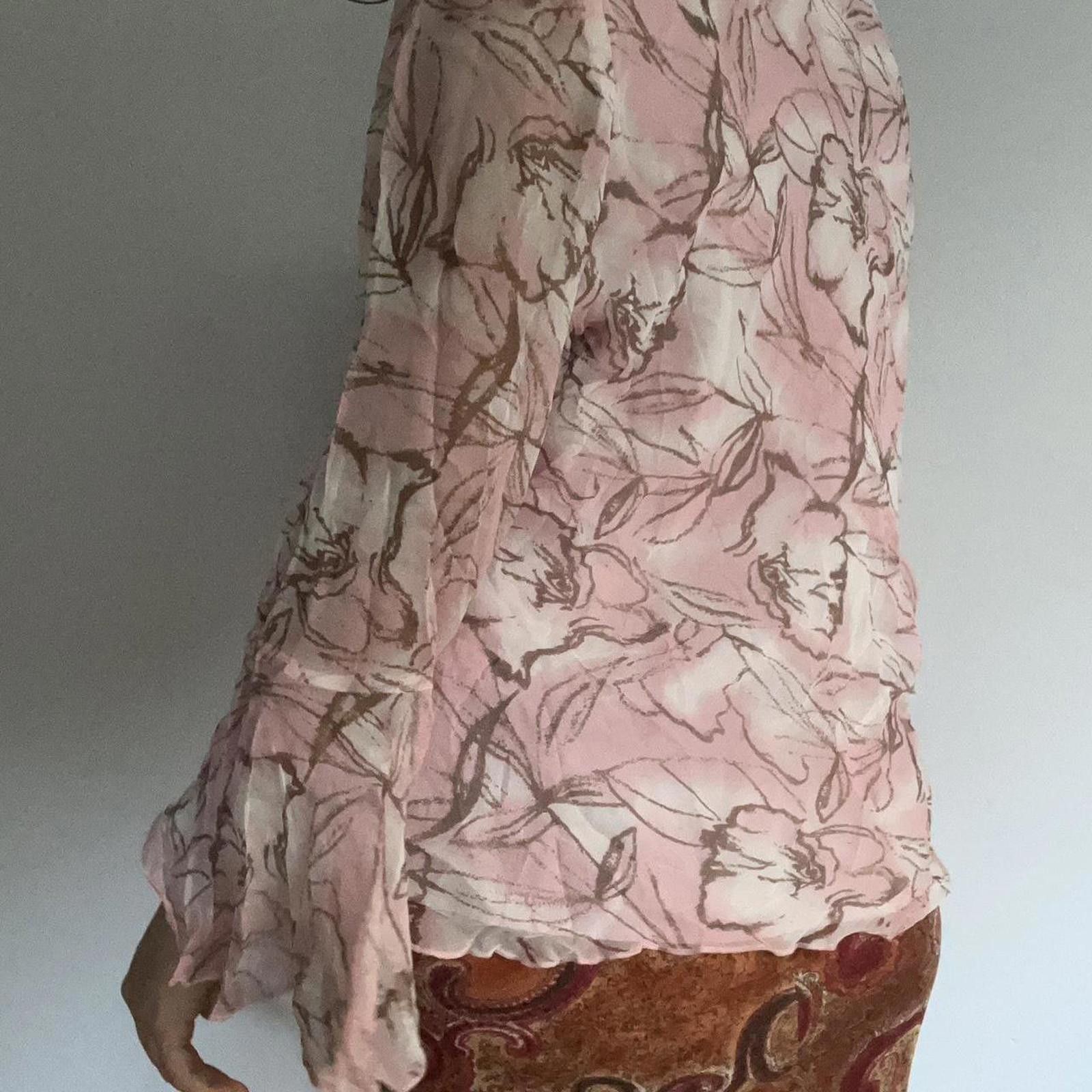 Other Pink and brown soft floral silk long sleeve blouse Size M / US 6-8 / IT 42-44 - 8 Thumbnail