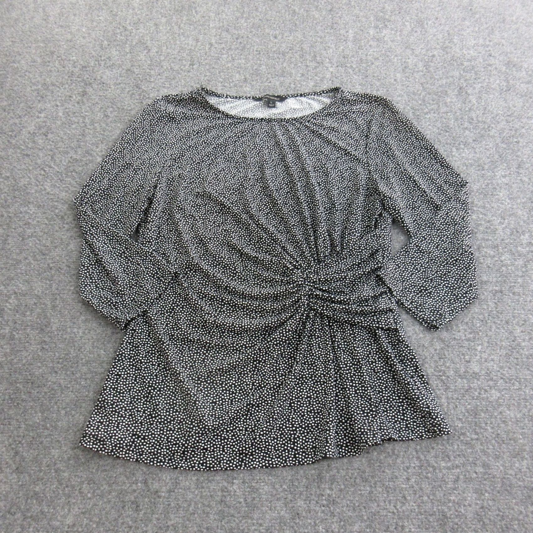 Banana Republic VINTAGE Banana Republic Blouse Womens L Black Polka Dot Ruched Tunic Top 3/4 Sleeve Size L / US 10 / IT 46 - 2 Thumbnail