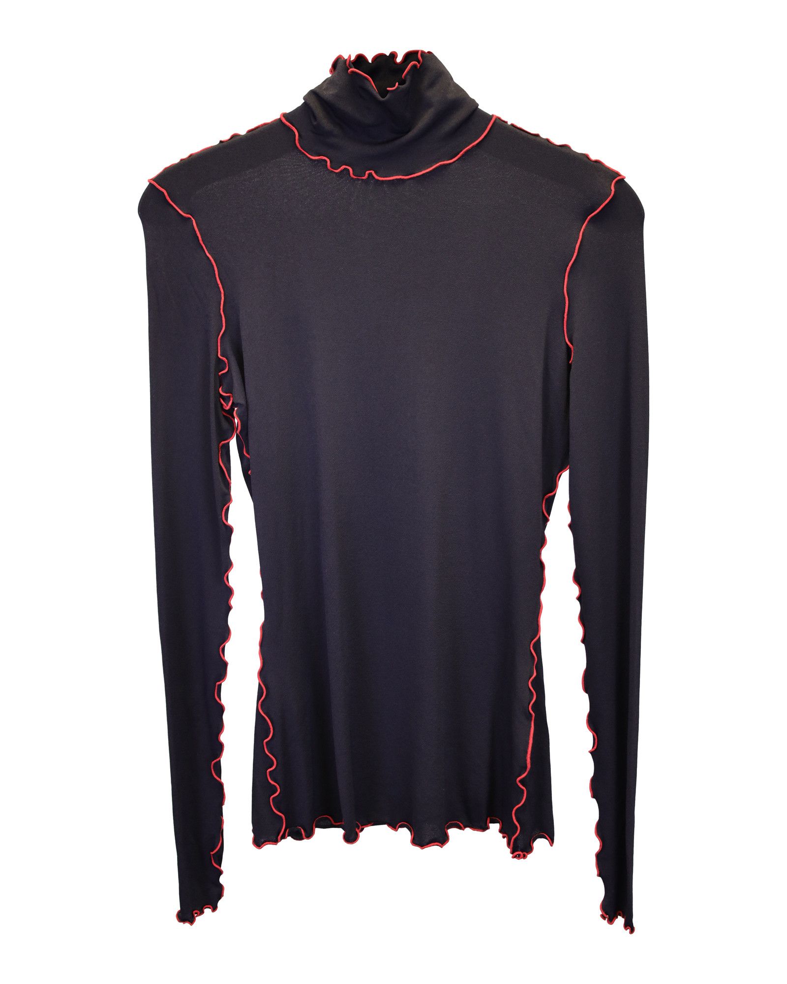 Proenza Schouler Proenza Schouler Ruffle Trim Turtleneck in Black Viscose Size S / US 4 / IT 40 - 1 Thumbnail