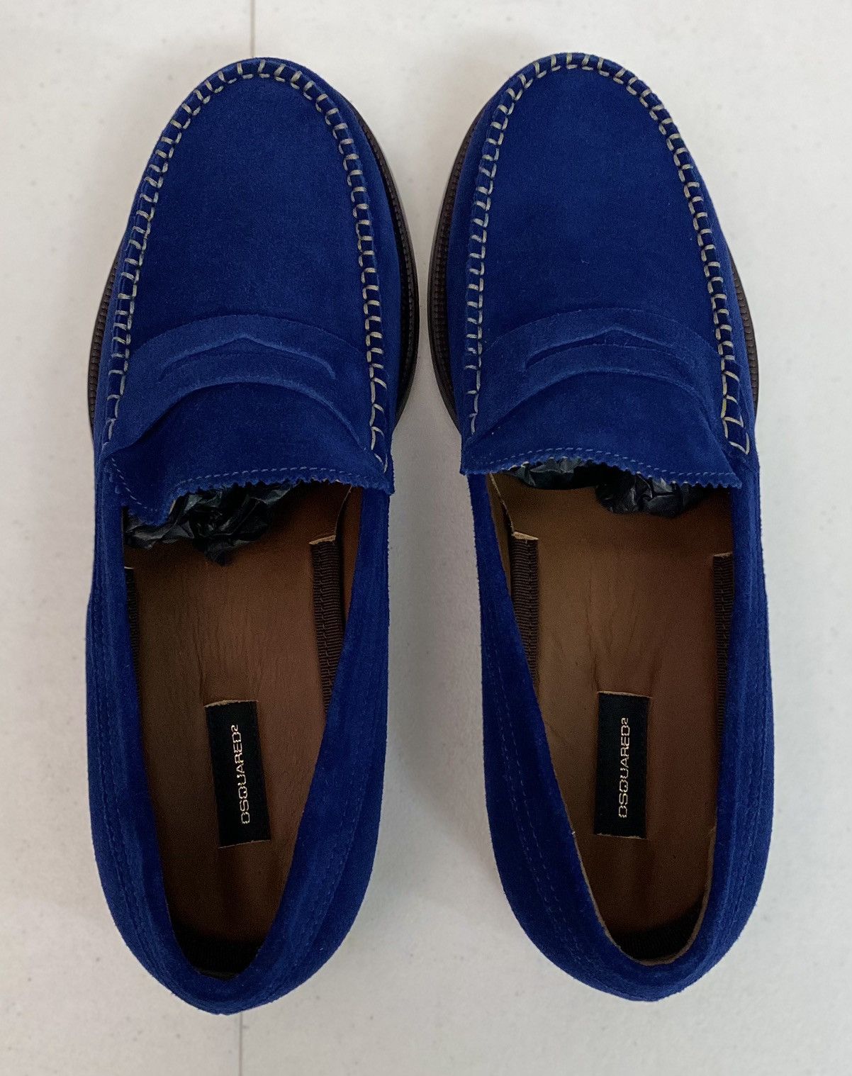 Dsquared2 Dsquared2 🇮🇹 Blue Velour Suede Uni Penny Loafer 8.5 NEW Size US 8.5 / EU 41-42 - 6 Thumbnail