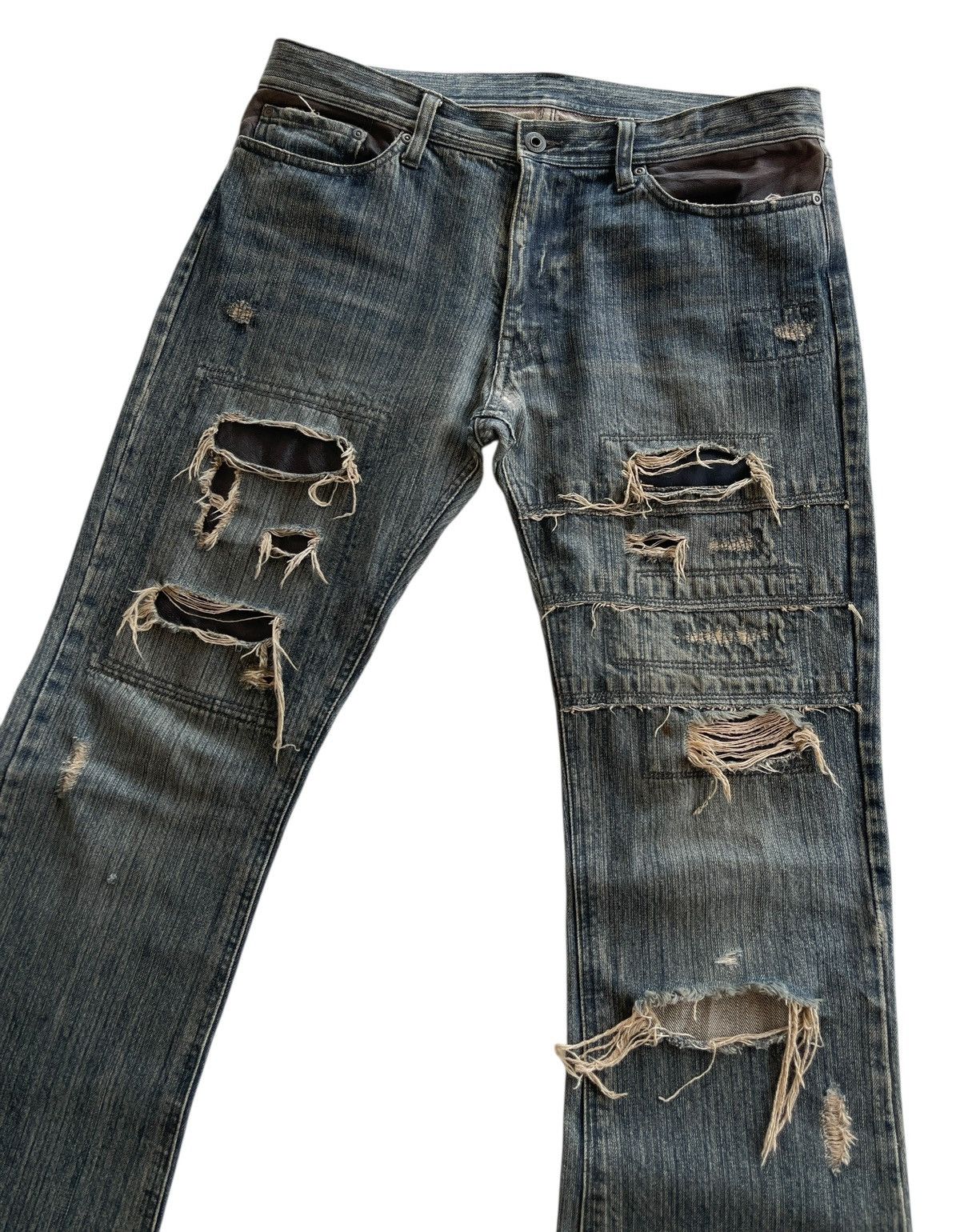 Japanese Brand Crazy Distressed Patchwork Flare Denim Size US 34 / EU 50 - 4 Thumbnail
