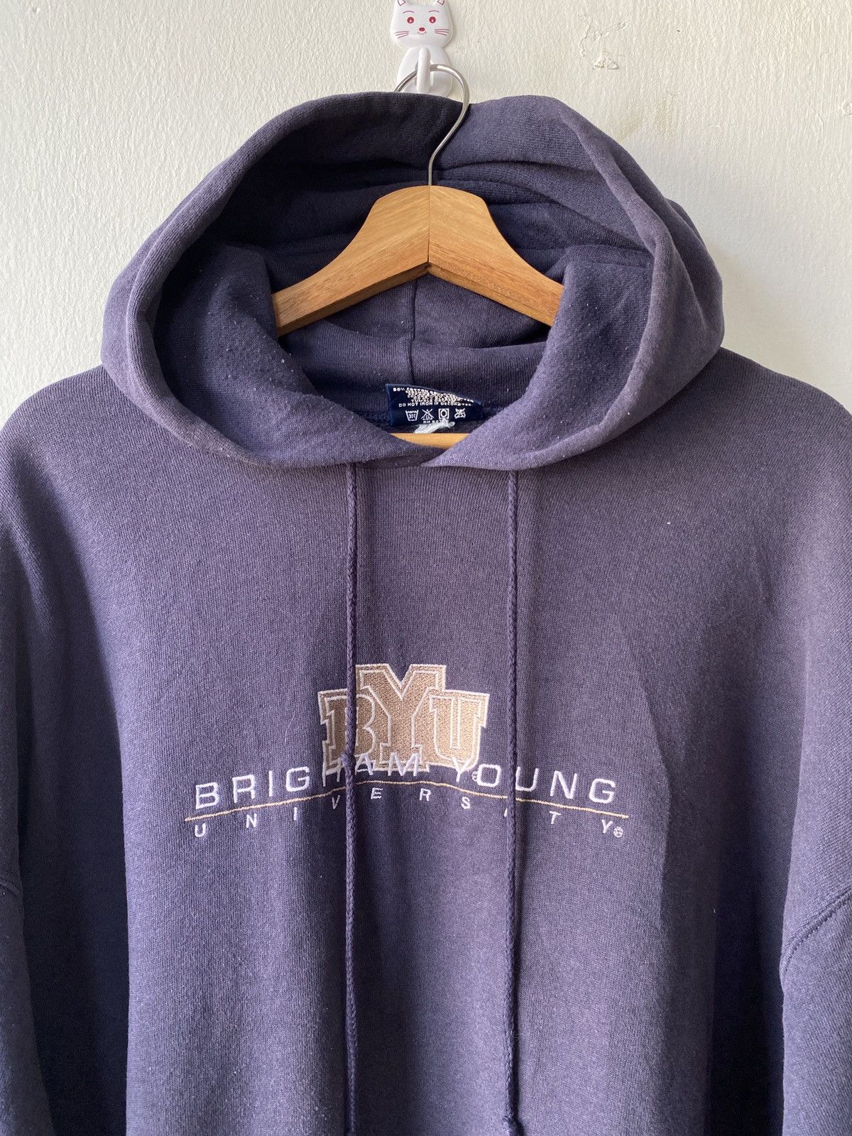 Jansport × Vintage 1990s - (BYU) Brigham Young University Faded Blue Hoodie Size US XL / EU 56 / 4 - 5 Thumbnail