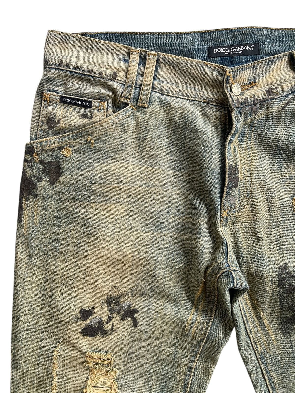 Dolce & Gabbana D&G Paint Splatted Distressed Pattern Denim Size US 35 - 7 Thumbnail