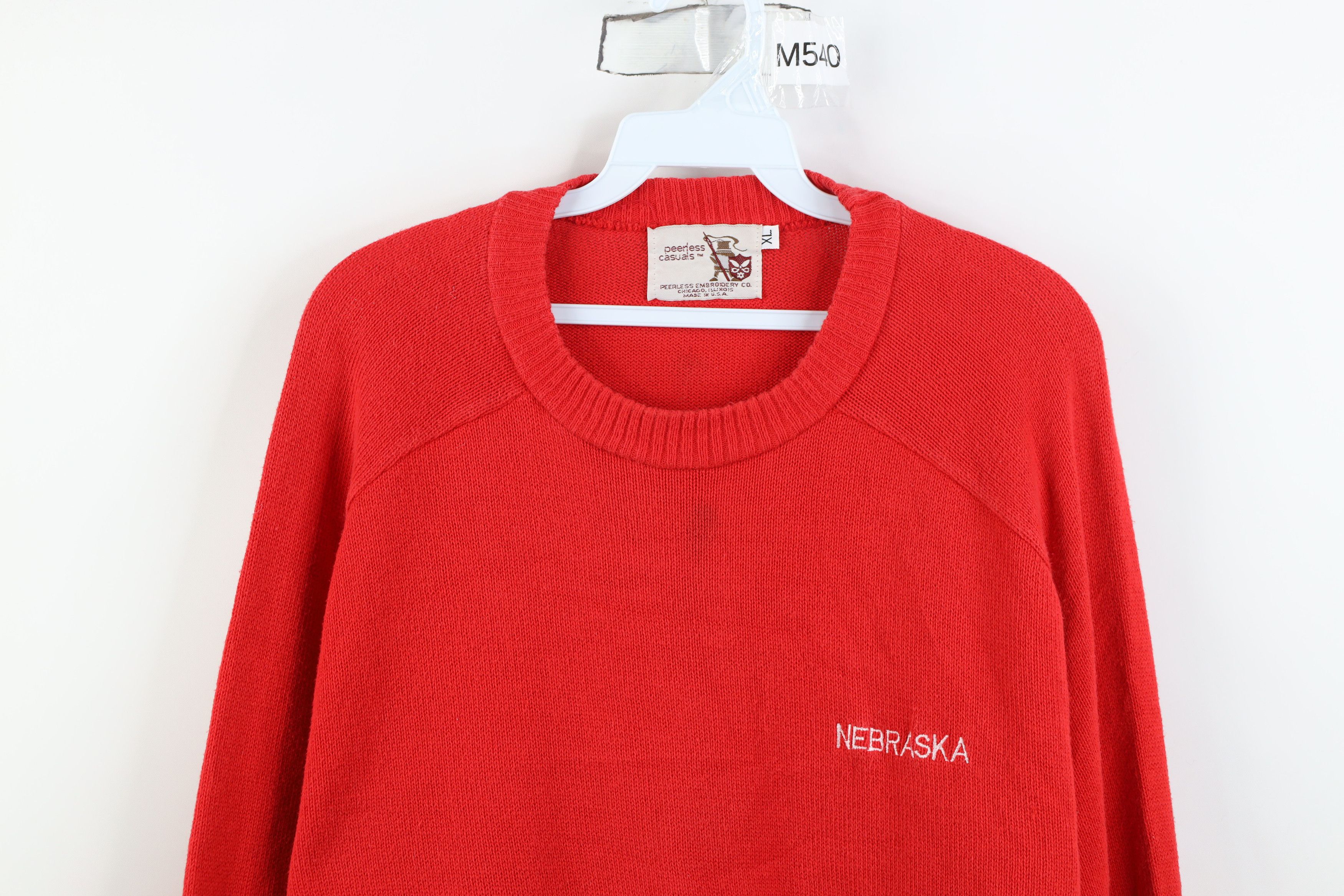 Vintage Vintage 90s University of Nebraska Knit Sweater Red USA Size US XL / EU 56 / 4 - 2 Thumbnail
