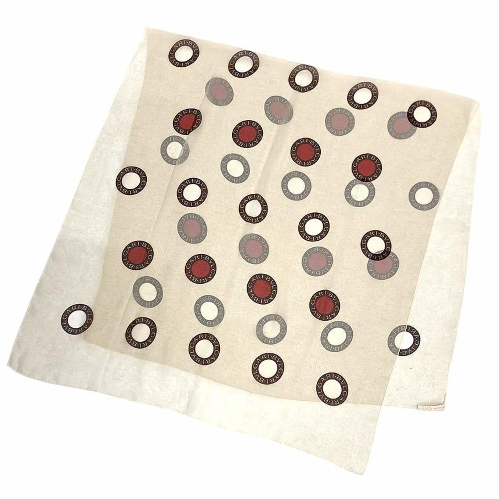Bvlgari BVLGARI Silk Chiffon Scarf/Muffler/Stole - Beige x Red Size ONE SIZE - 1 Thumbnail