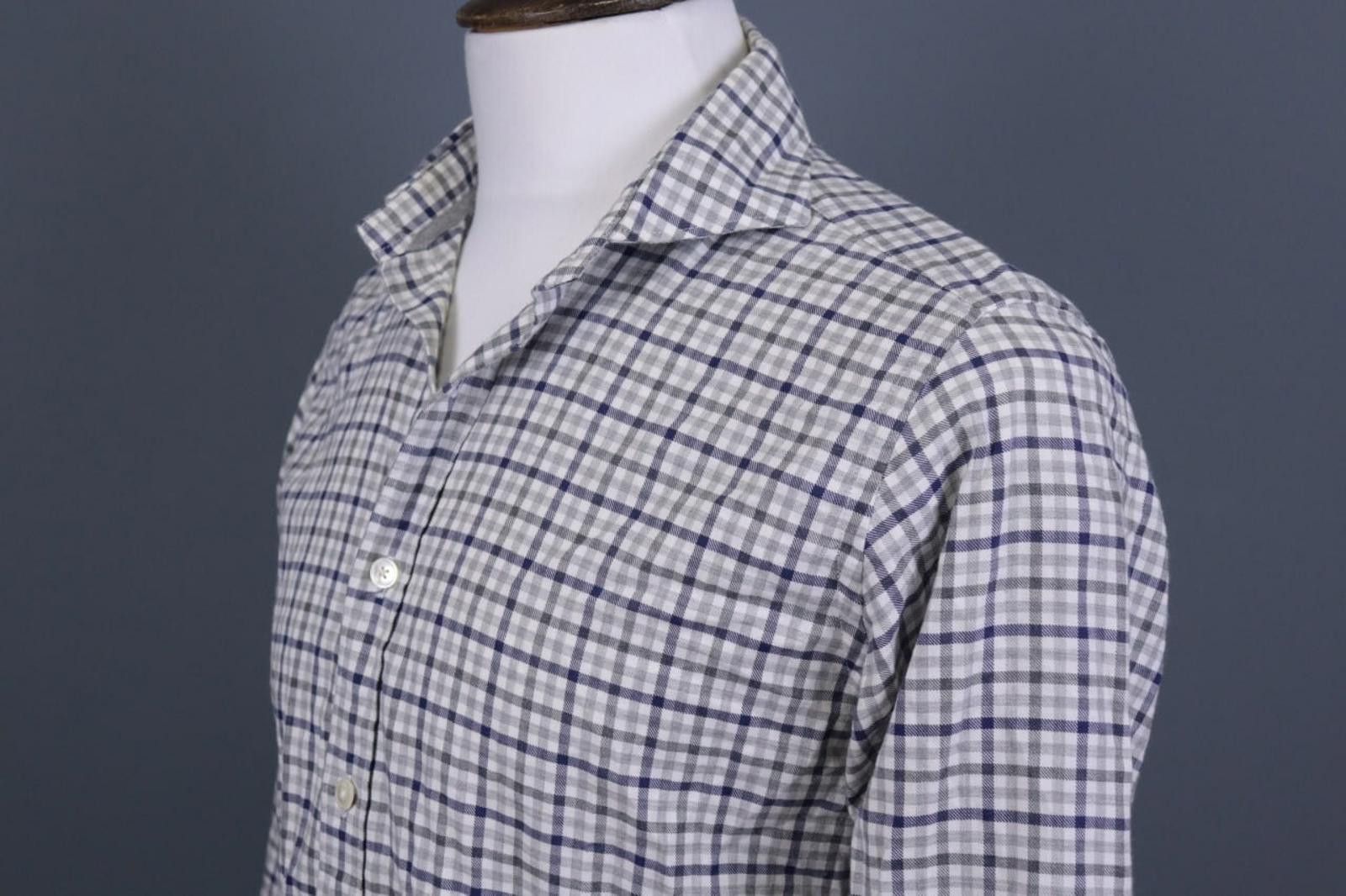 Eleventy Eleventy Multicolor Check Down Dress Shirt Size 41 / 16 Size US M / EU 48-50 / 2 - 9 Thumbnail