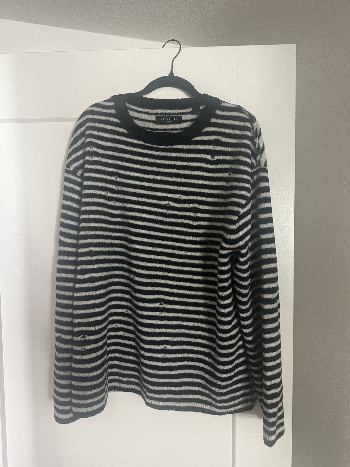 Image of Allsaints Park Stripe Sweater in Black, Men's (Size XL)