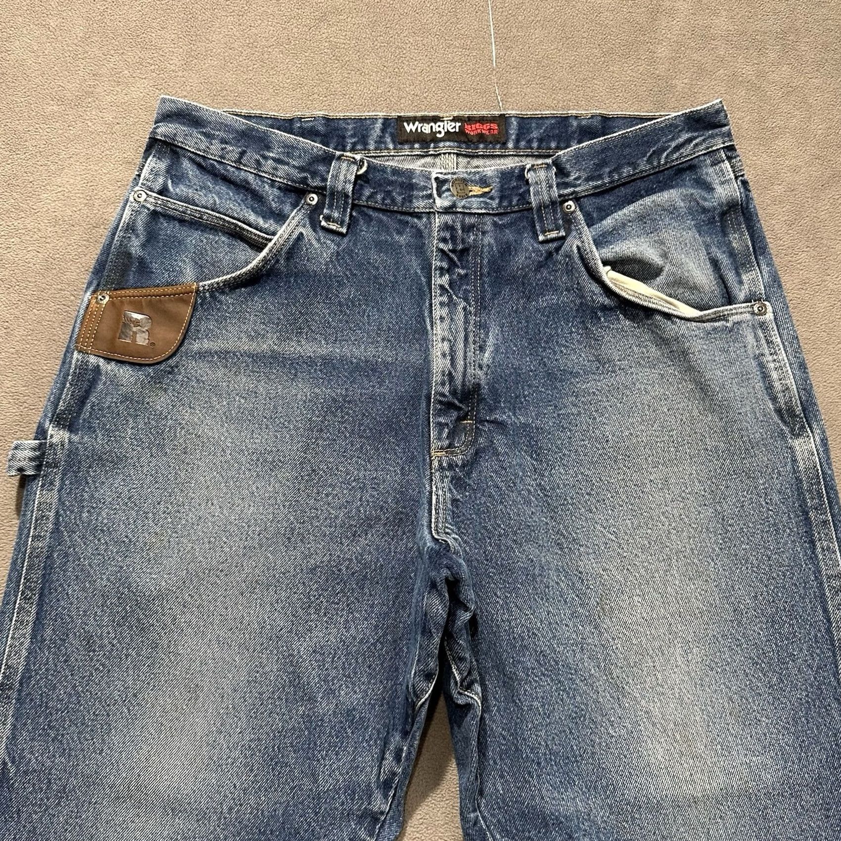 Wrangler Wrangler RIGGS Workwear Jeans Mens 36x30 Blue Relaxed Straight Carpenter Denim Jeans Size US 36 / EU 52 - 3 Thumbnail