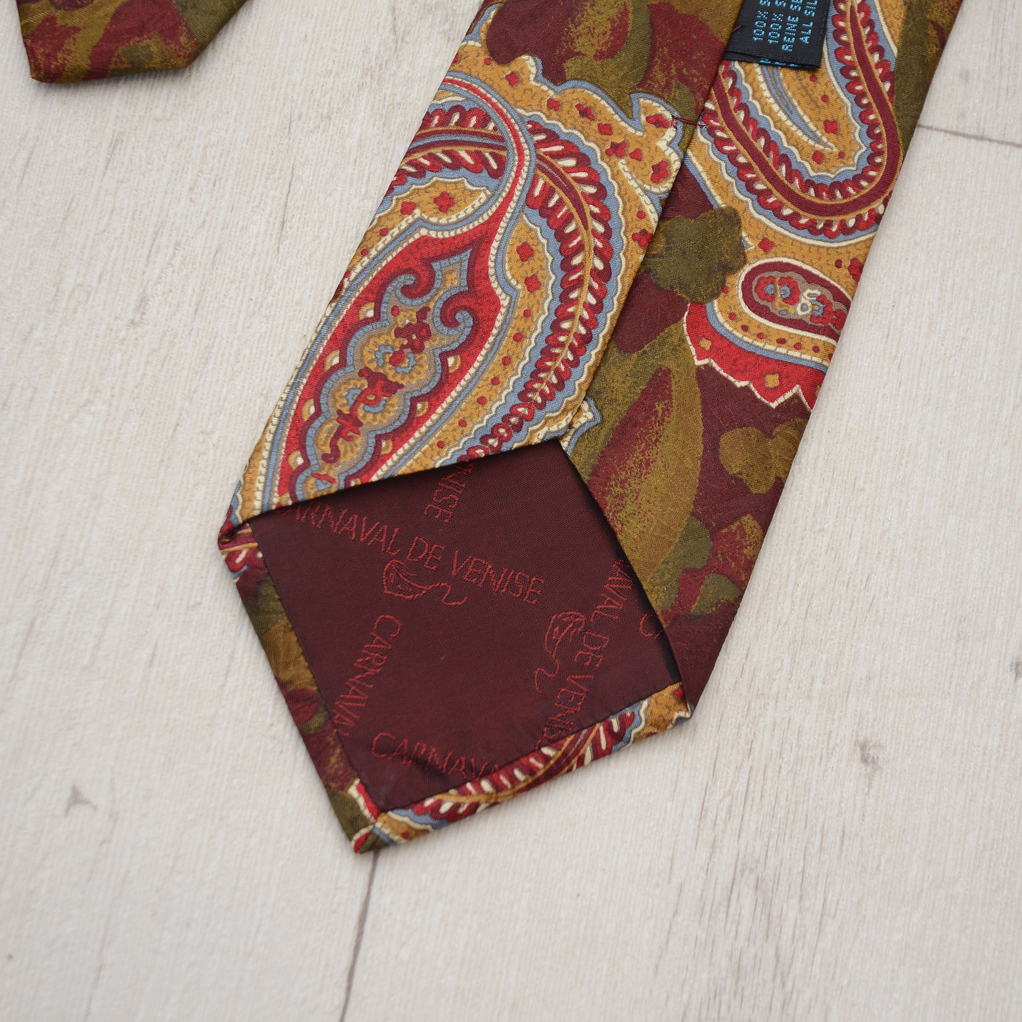 Vintage Vintage Tie CARNAVAL DE VENISE 100% Silk Floral Boho 70's Size ONE SIZE - 6 Thumbnail