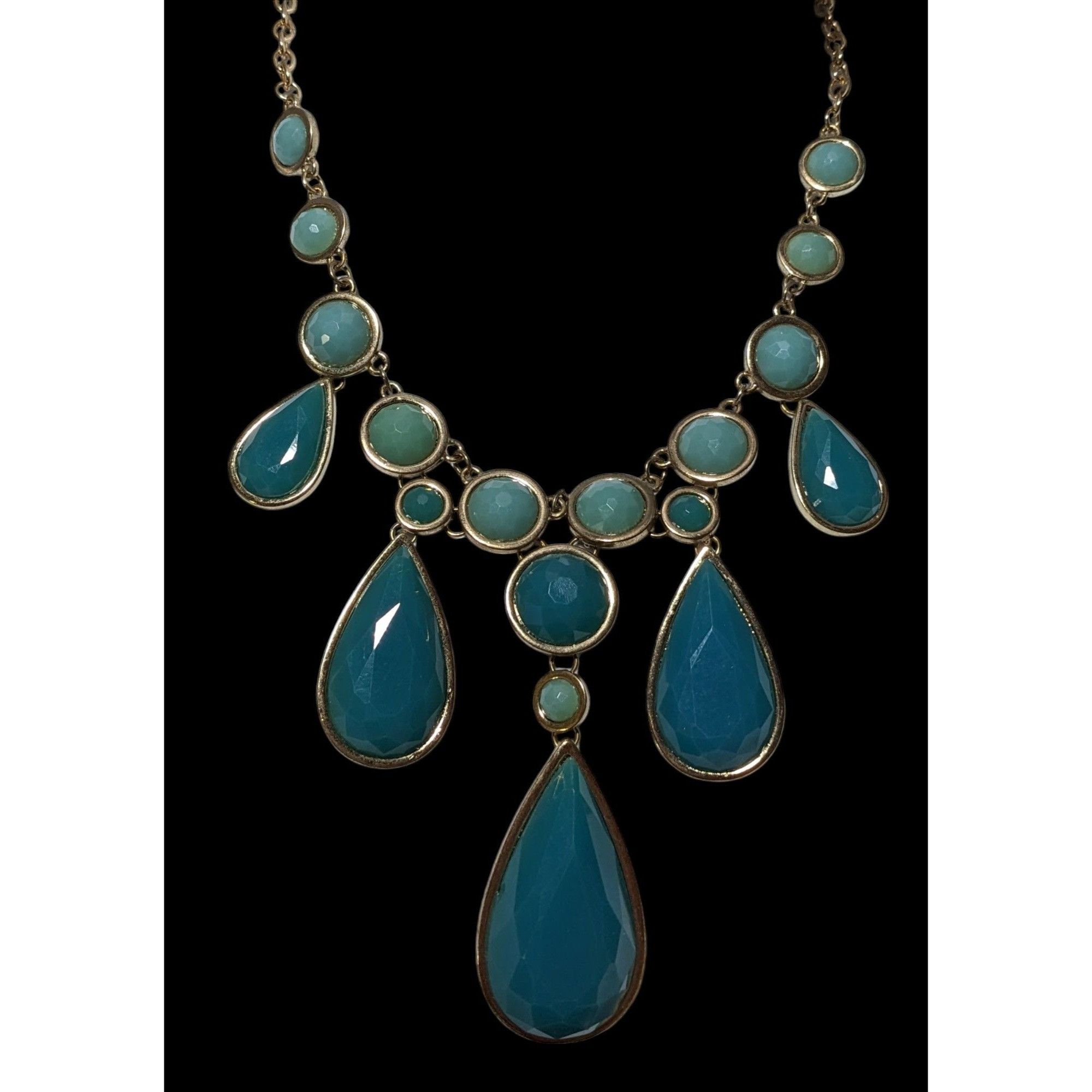 Other Teal Glam Faceted Teardrop Statement Necklace Size ONE SIZE - 2 Thumbnail