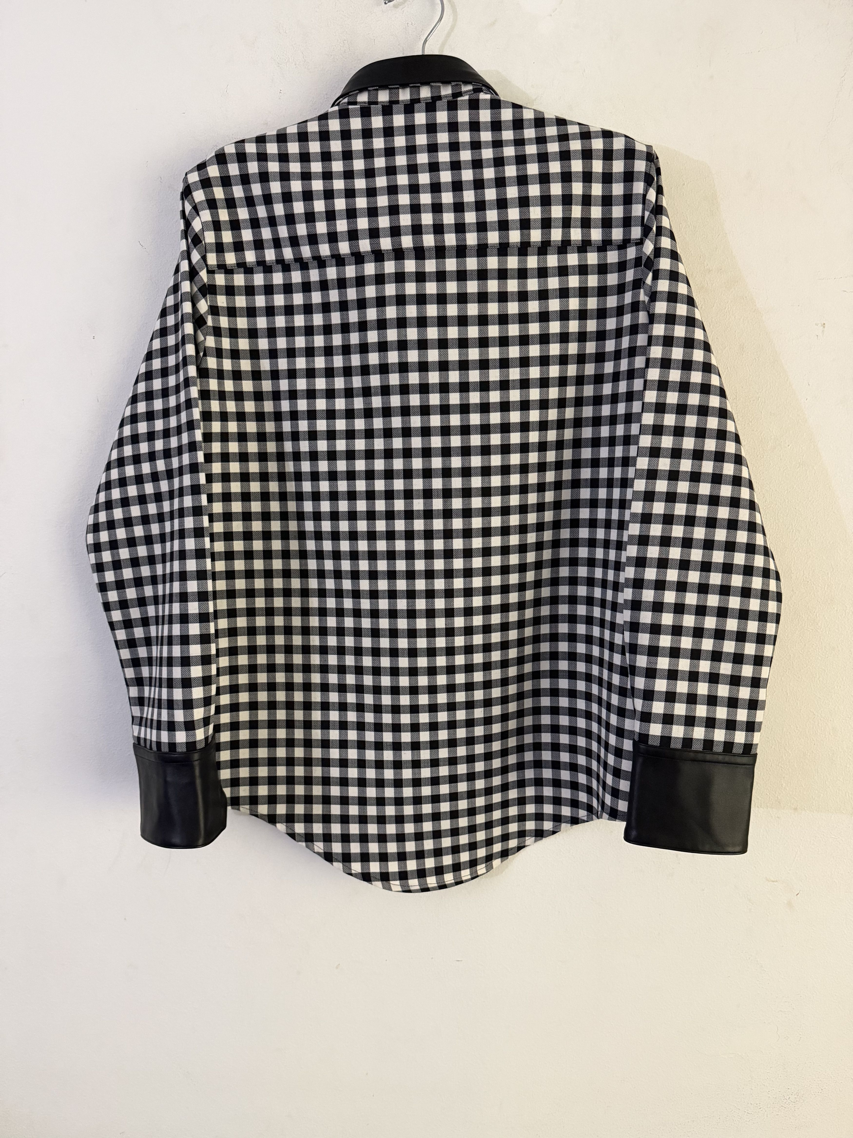 Ernest W. Baker Leather Trim Check Wool Shirt Size US M / EU 48-50 / 2 - 2 Thumbnail