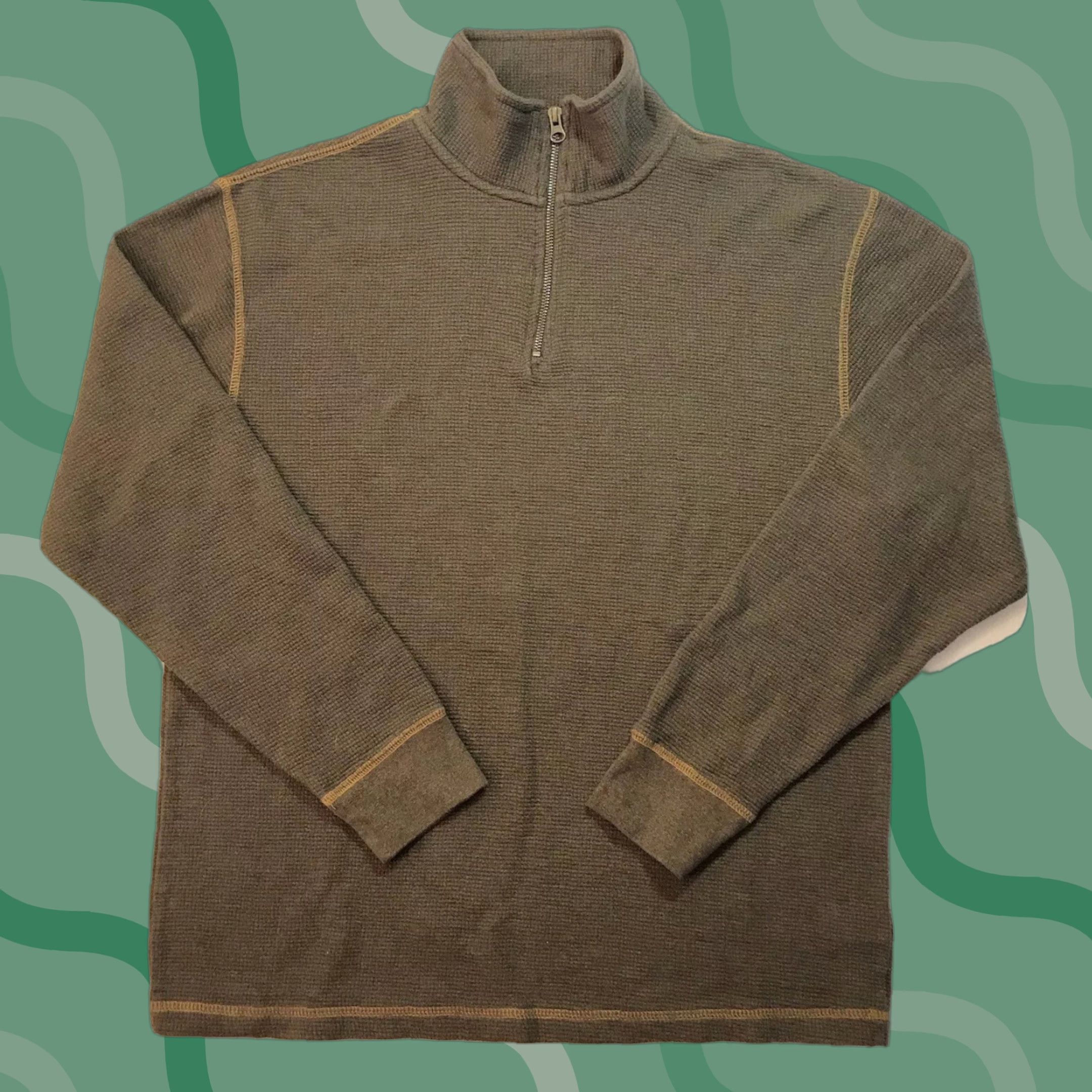 Vintage RedHead Men's 1/4 Zip Pullover Sweater Long Sleeve Thermal Knit Casual Top L Green Size US L / EU 52-54 / 3 - 1 Thumbnail