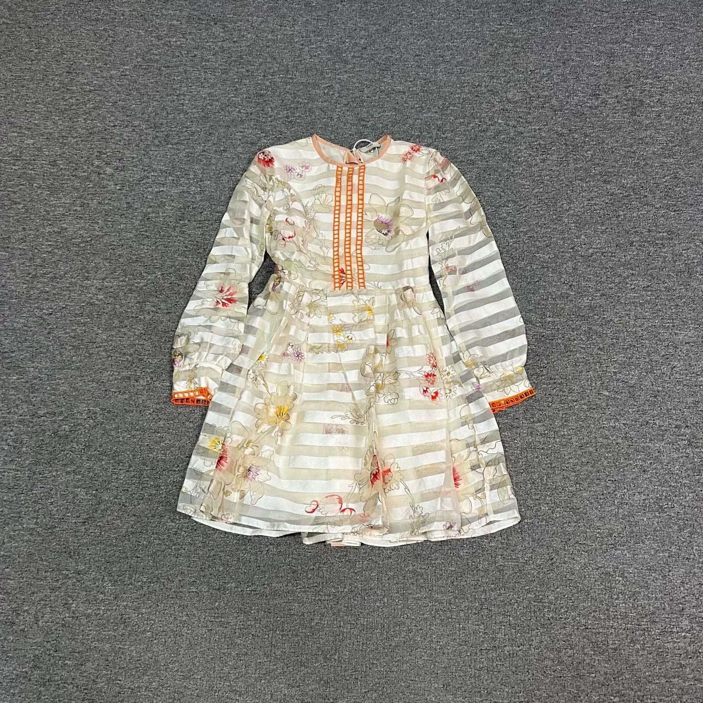 Fendi Fendi Runway Cutout Stripe Floral Silk Dress Size XS / US 0-2 / IT 36-38 - 1 Thumbnail
