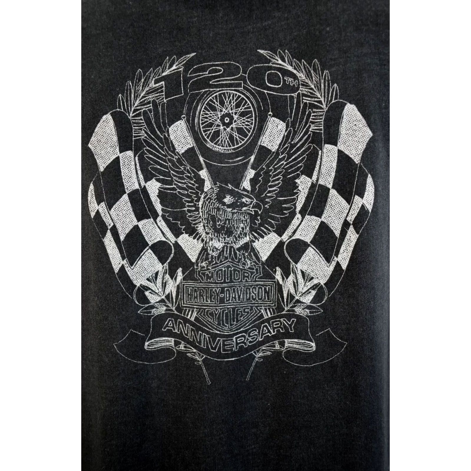 Harley Davidson Harley-Davidson Women's Black T-Shirt 120th Anniversary Racing Flag S Size S / US 4 / IT 40 - 5 Thumbnail