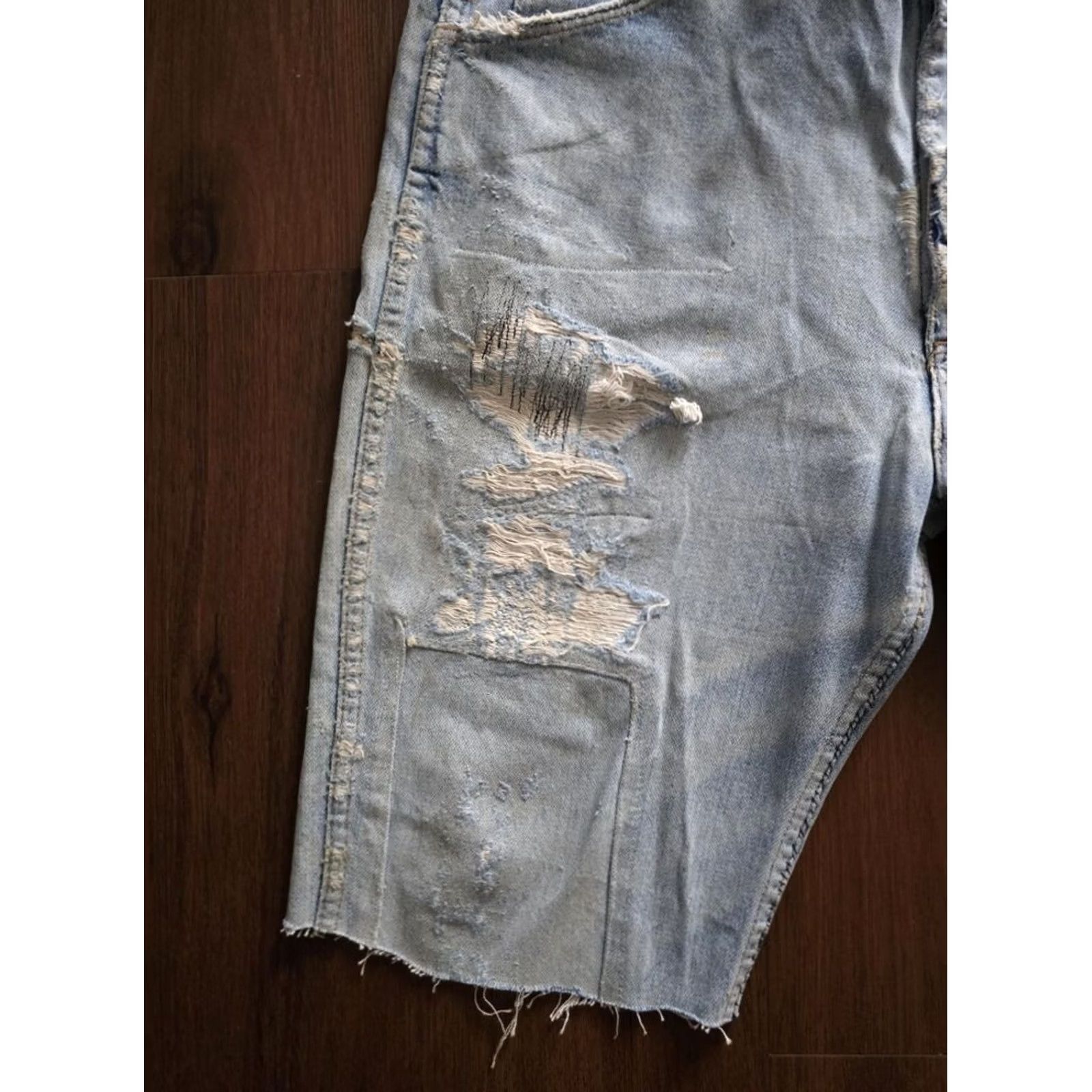 Vintage VINTAGE Saddle King Thrashed Jean Cut Off Shorts Mens XL Blue Cotton Cut offs 90s Decade Vintage MENS Size US 36 / EU 52 - 3 Thumbnail