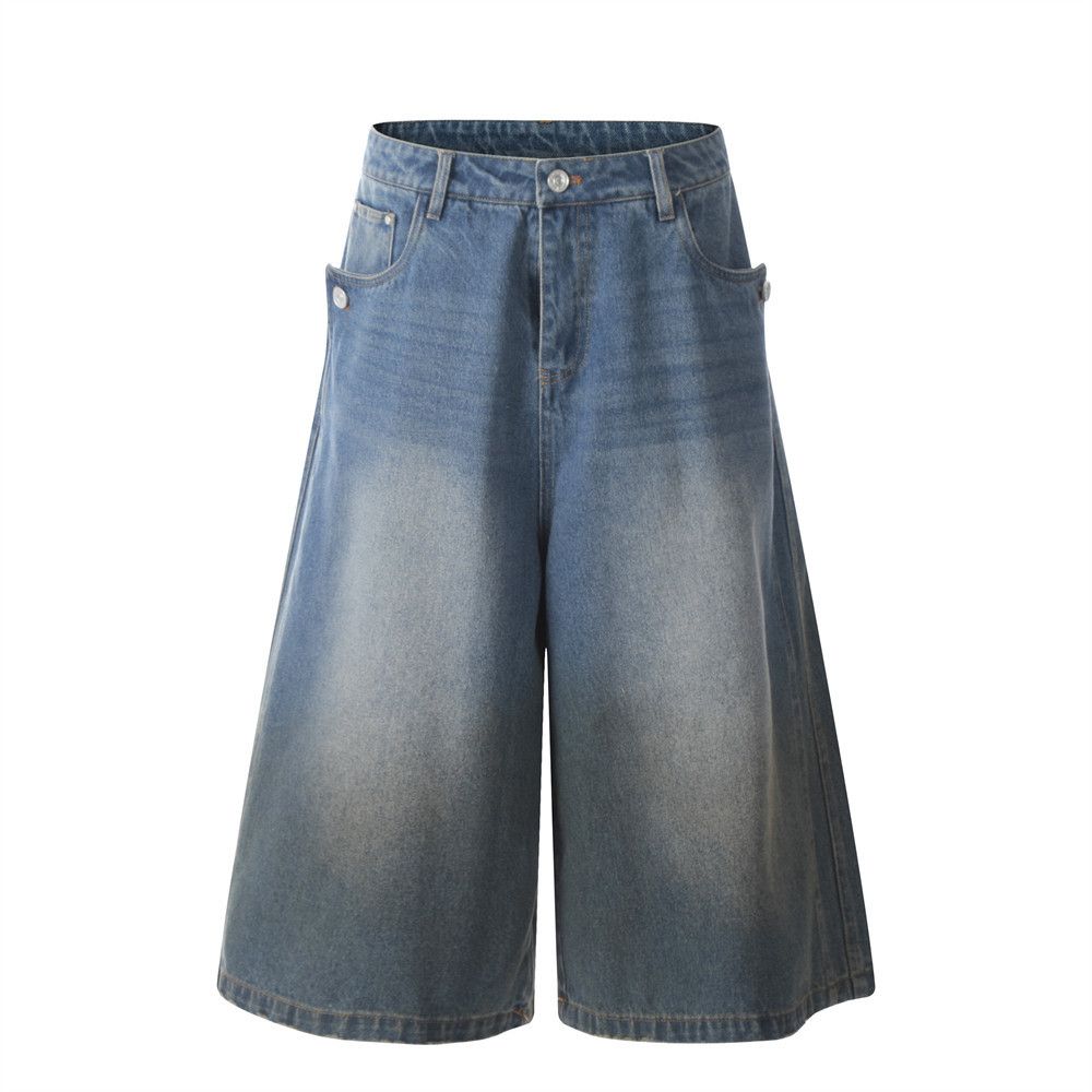 Japanese Brand × Vintage Men's street loose straight washed distressed denim shorts Size US 32 / EU 48 - 1 Thumbnail