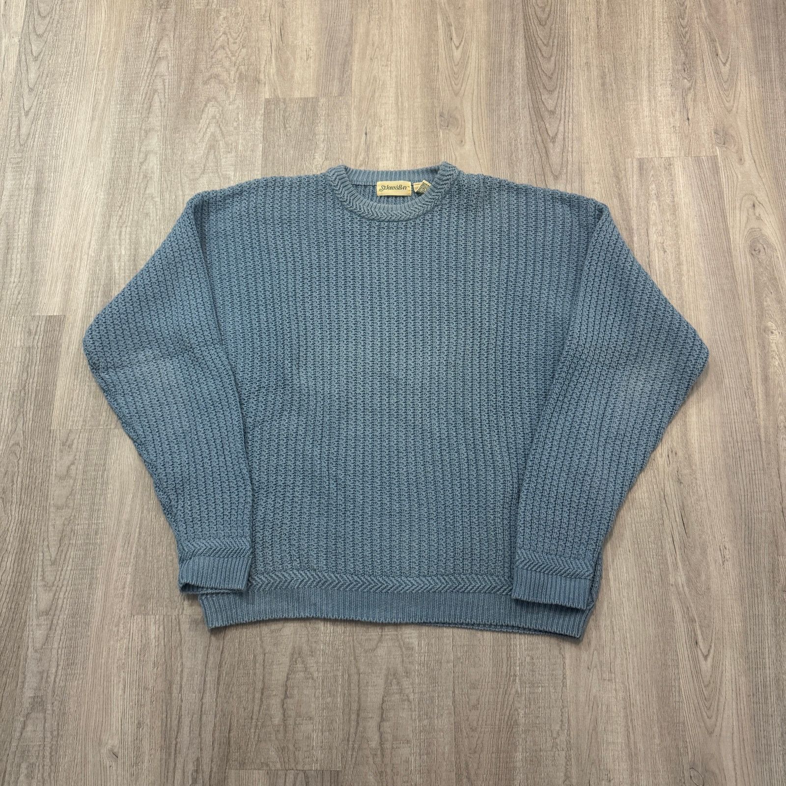Vintage 80s 90s St Johns Bay Cotton Knit Sweater Green M