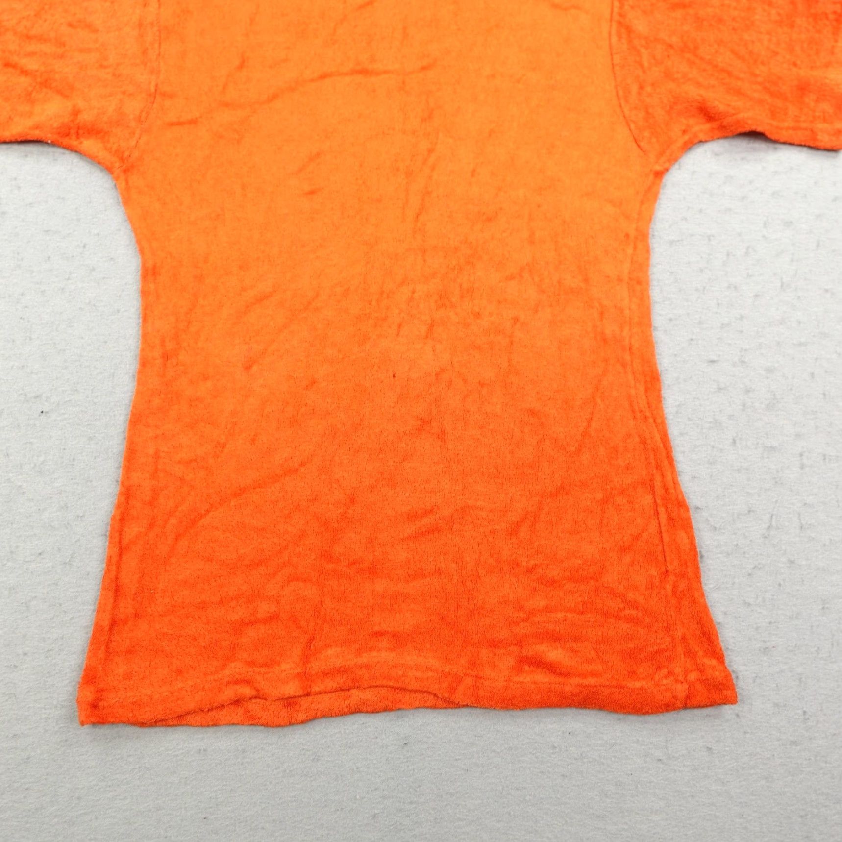 CLOT VINTAGE Beeline Shirt Women’s Medium Orange Terry Cloth Crew Neck 60s Top - 60s, Made USA, Short Sleeves, Pullover, Casual Size M / US 6-8 / IT 42-44 - 3 Thumbnail