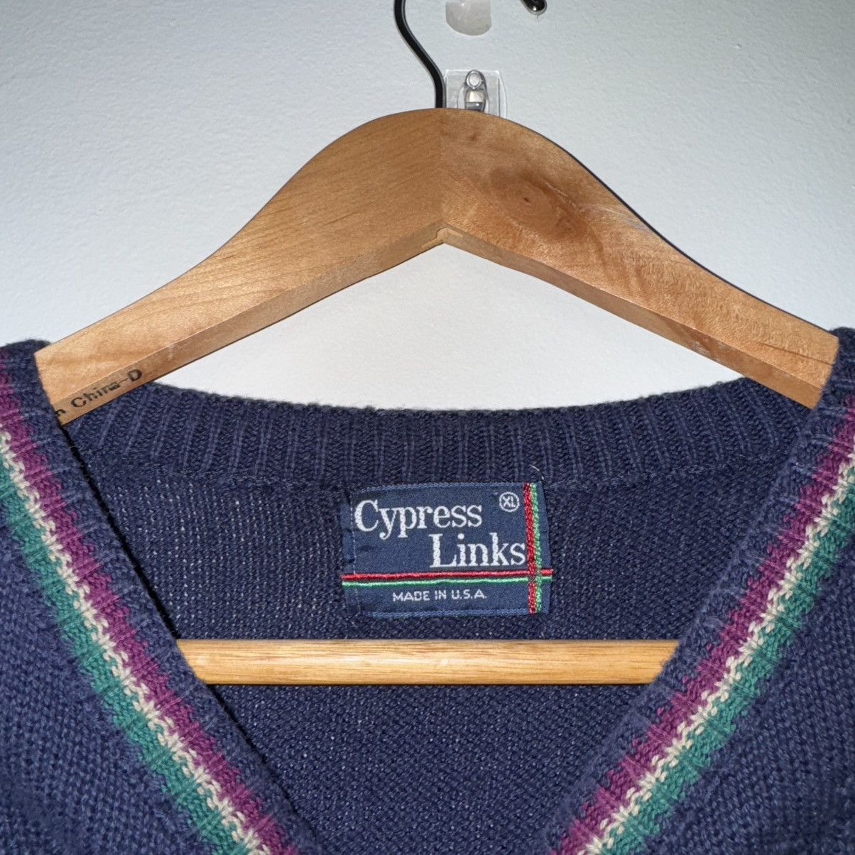 Vintage VINTAGE 90s CYPRES LINKS GOLF EMBROIDERED TEXTURED SWEATER Size US XL / EU 56 / 4 - 8 Thumbnail