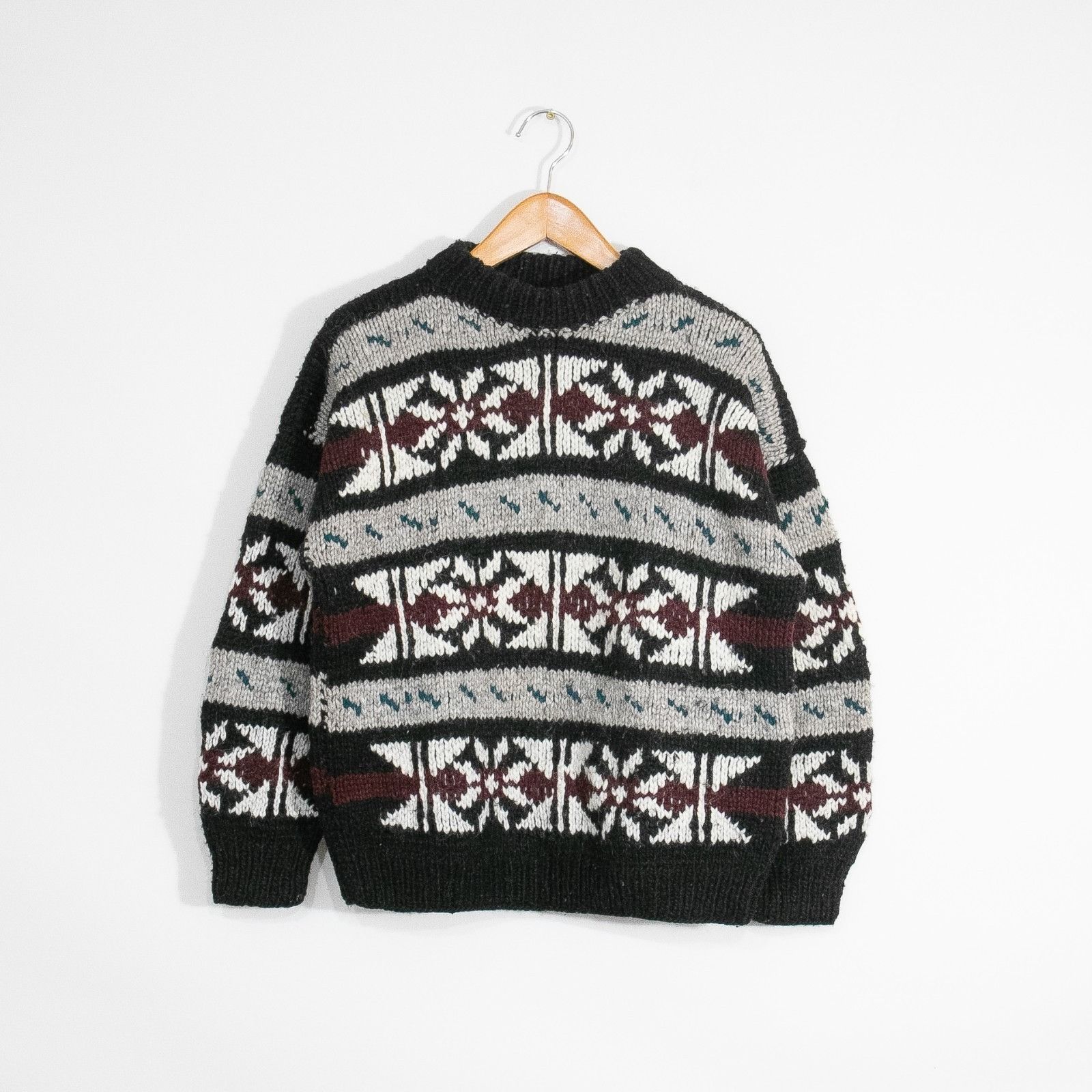 Vintage Vintage Fair Isle Chunky Knit Wool Sweater Medium Mock Neck Size US M / EU 48-50 / 2 - 1 Thumbnail
