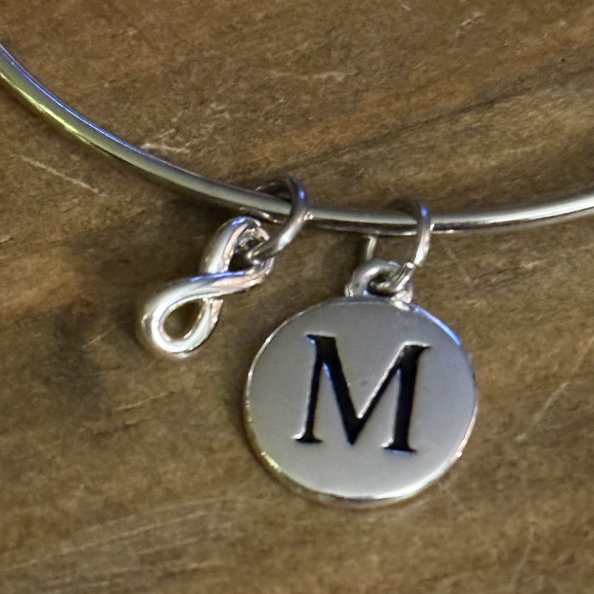 Other Silver ice skate initial M charm expandable bangle bracelet Size ONE SIZE - 3 Thumbnail