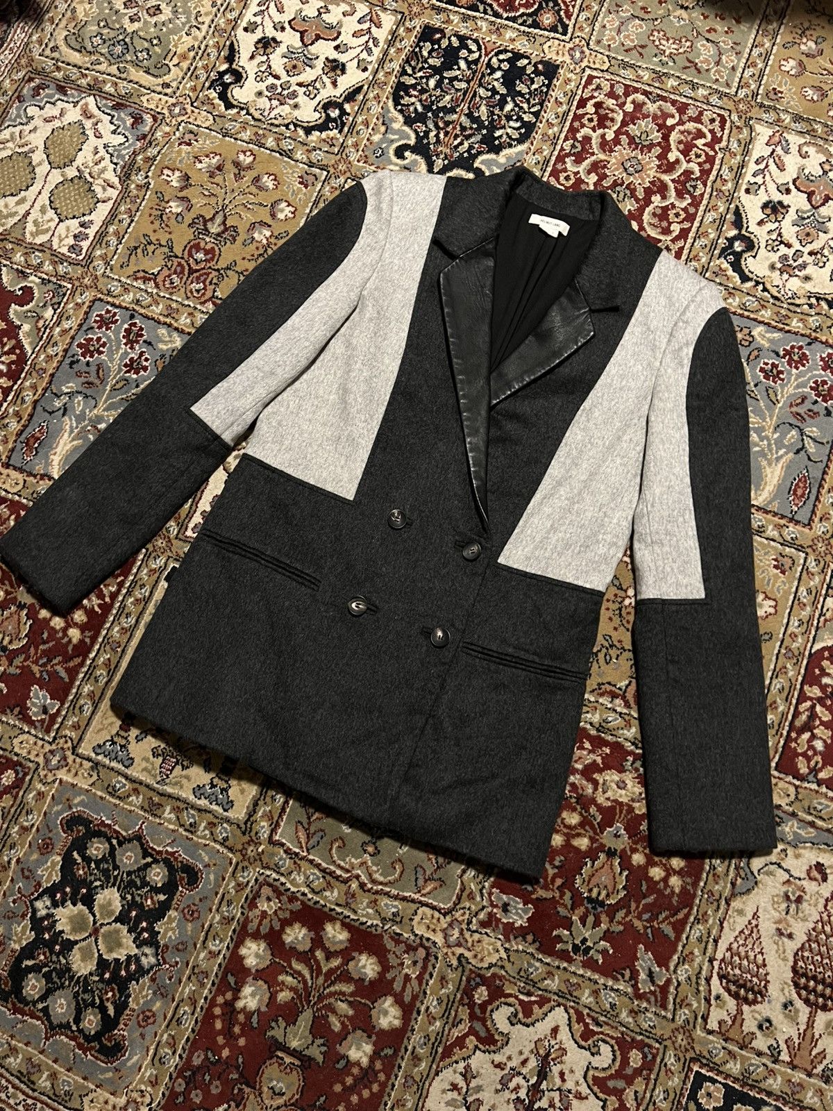 Helmut Lang Helmut Lang Deconstructed Black Block Gray Wool Blazer Size S / US 4 / IT 40 - 1 Thumbnail