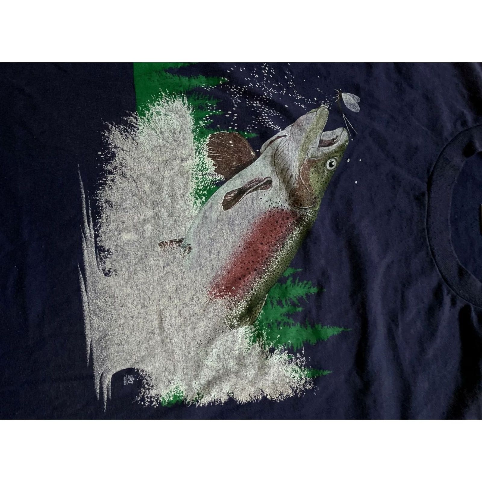 Habitat VTG 80s Habitat Fish Nature T Shirt XL Black Short Sleeve Graphic Tee Mens 1989 Size US XL / EU 56 / 4 - 3 Thumbnail