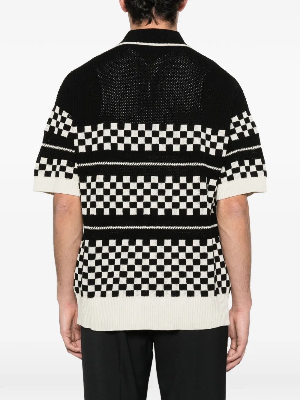 Amiri os11x0326 Checkered Mesh Shirt in Black/White Size US L / EU 52-54 / 3 - 3 Thumbnail