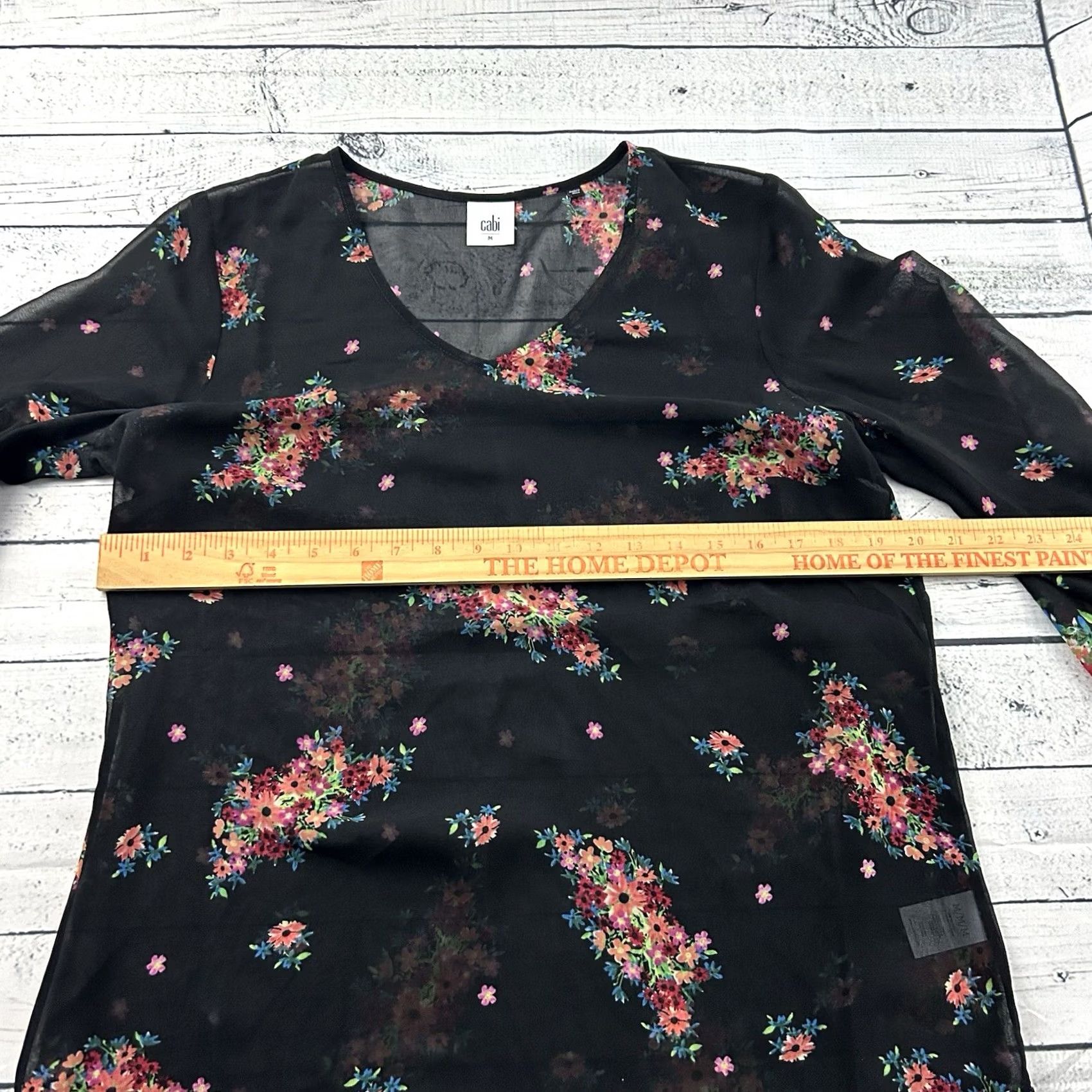Vintage CAbi Blouse Long Sleeve Sheer Floral Top Women's M Black Size M / US 6-8 / IT 42-44 - 4 Thumbnail