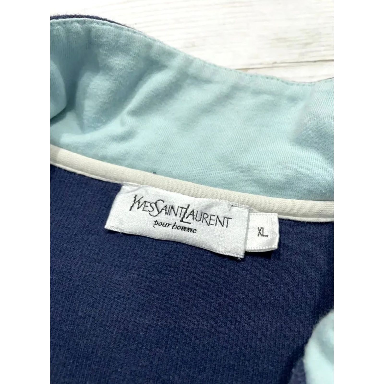 Yves Saint Laurent VINTAGE Yves Saint Laurent Sweatshirt Zip Up Jacket YSL Big Logo 90s Men XL Blue Size US XL / EU 56 / 4 - 4 Thumbnail