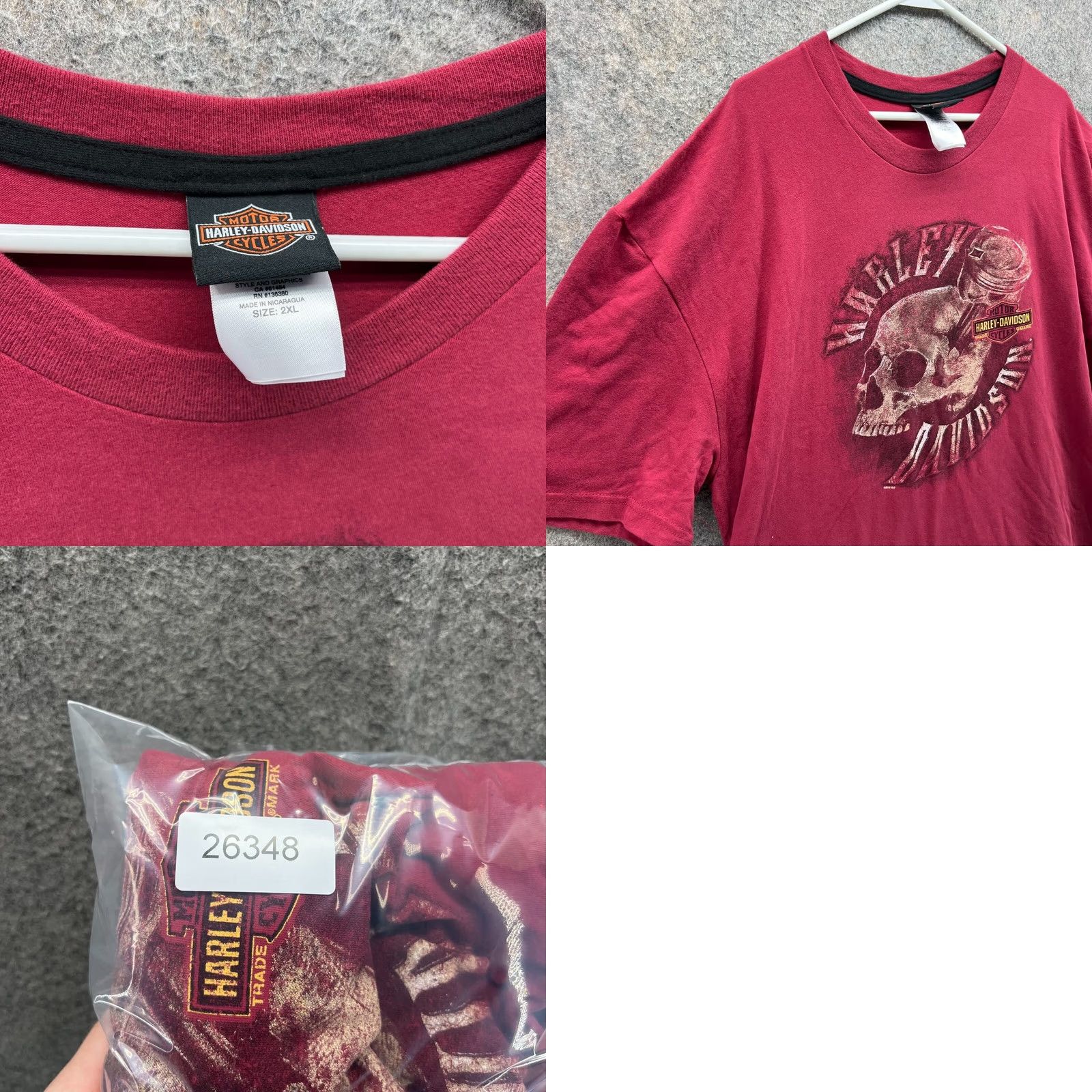 Harley Davidson Harley-Davidson Shirt Men 2XL Red Cotton Tee Outdoor Skull Biker Tee Shirt Size US XXL / EU 58 / 5 - 8 Thumbnail