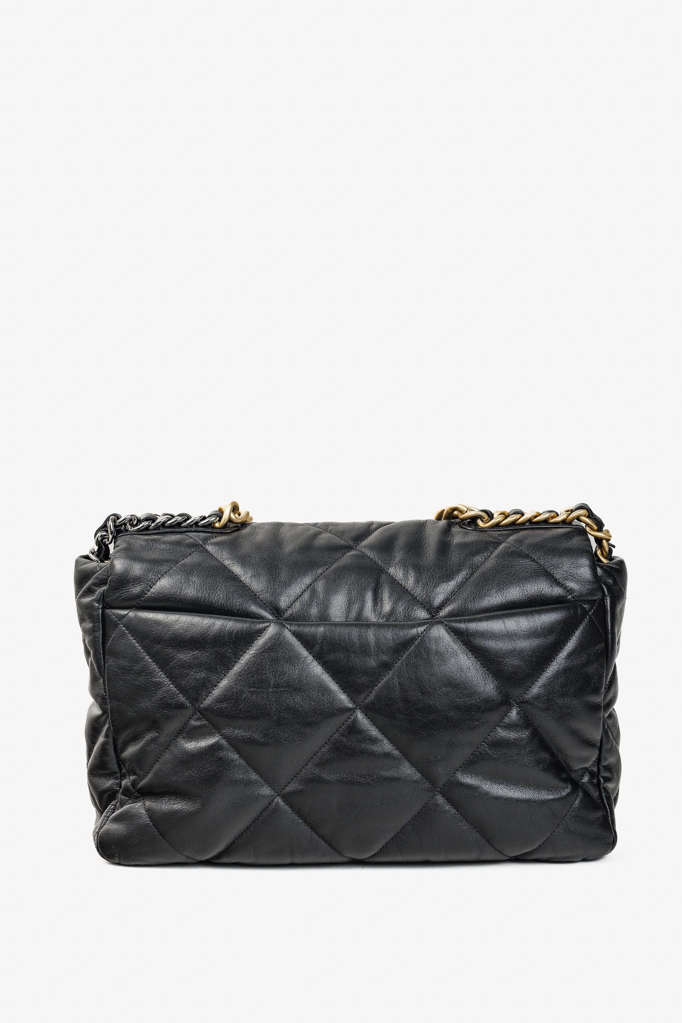 Chanel Chanel Maxi 19 Large Two-Tone Chain Black Leather Flap Bag Size ONE SIZE - 4 Thumbnail