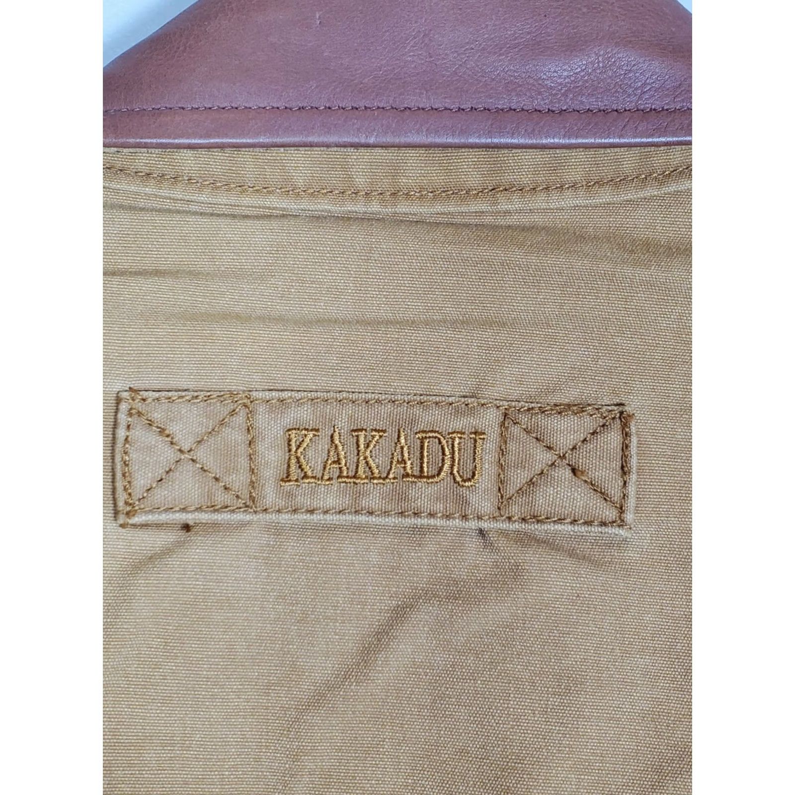 Vintage Kakadu Traders Australia Pilbara Jacket in Mustard Canvas with Brown Leather Collar 3J02 Men's L Jacket Size US L / EU 52-54 / 3 - 5 Thumbnail