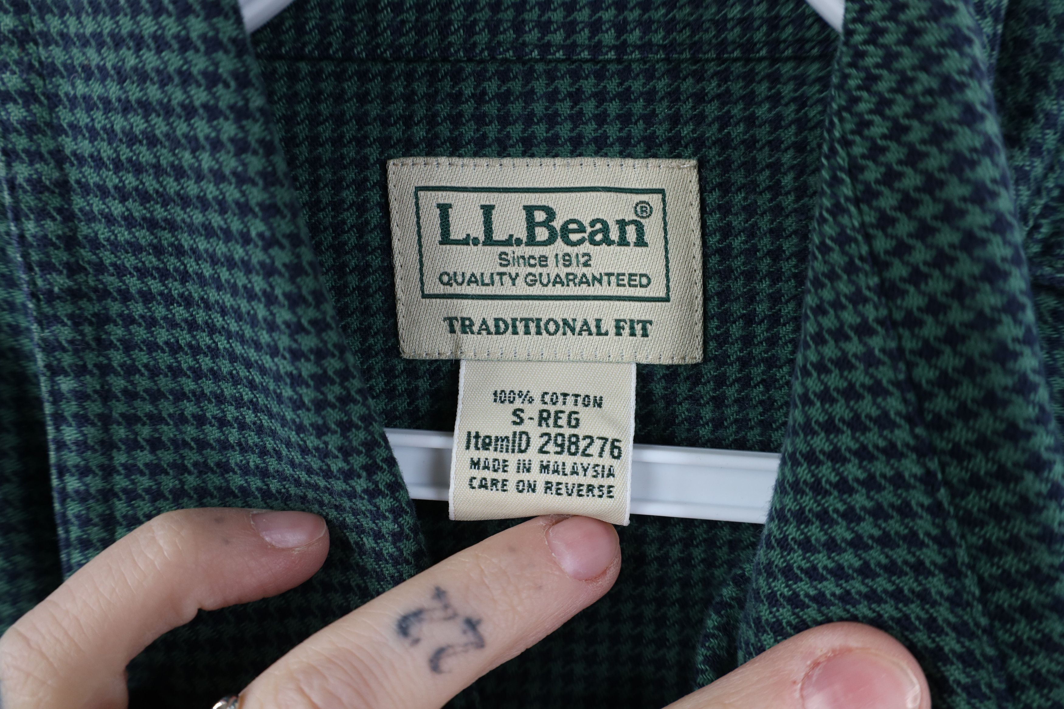 L.L. Bean Vintage 90s LL Bean Houndstooth Collared Button Down Shirt Size US S / EU 44-46 / 1 - 8 Thumbnail