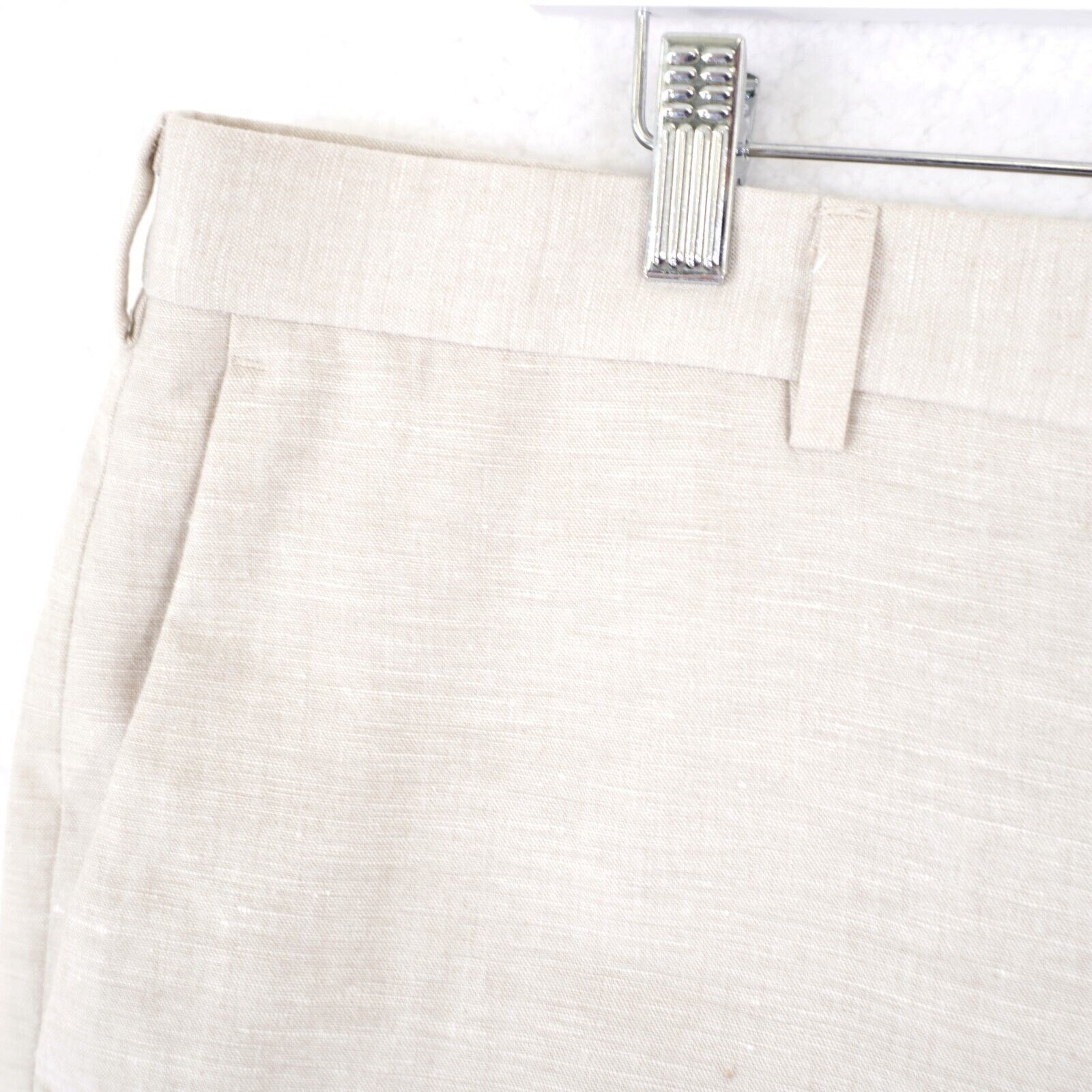 Cubavera Cubarvera Linen Blend Sand Tan 40/30 Dress Pants Flat Front Size 40R - 2 Thumbnail