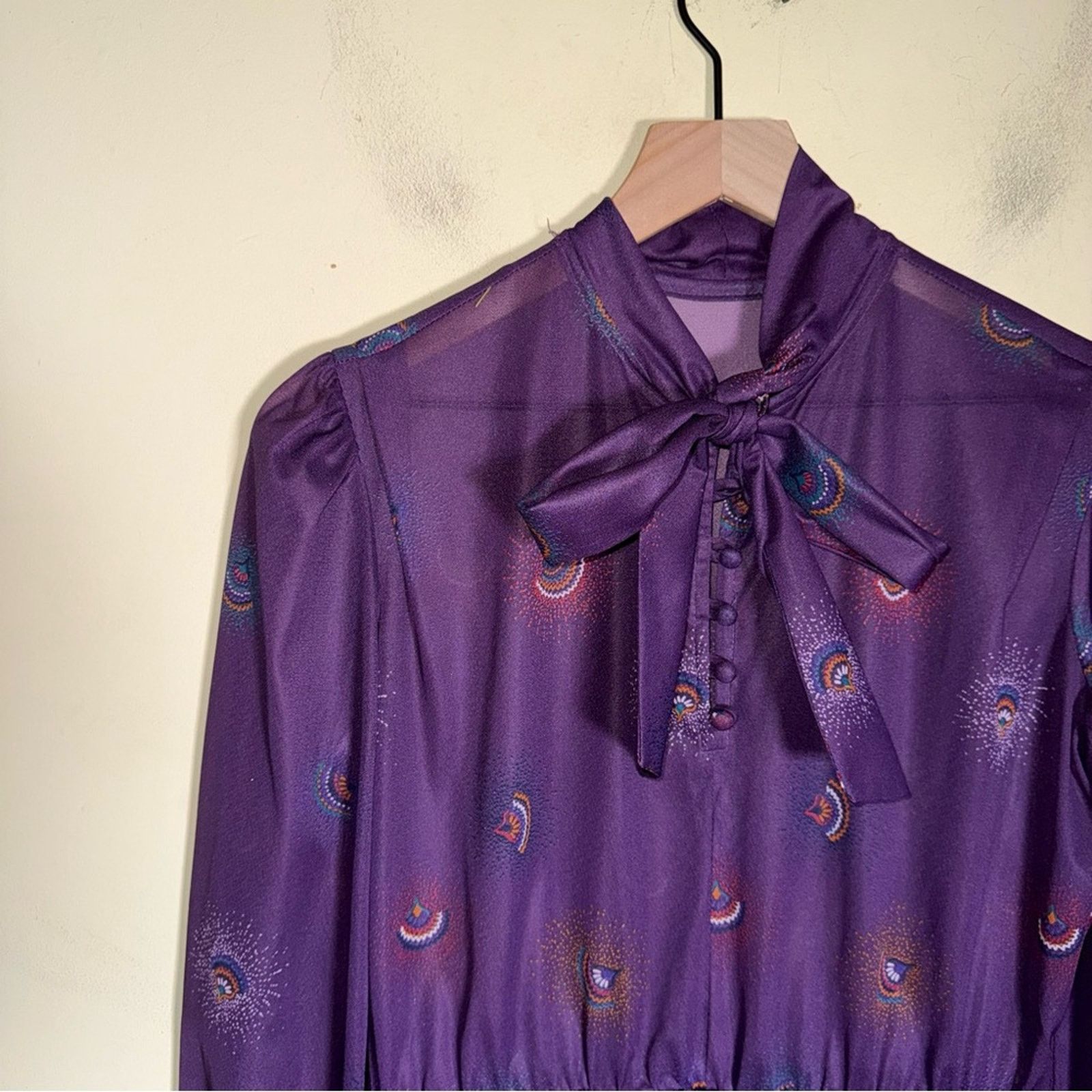 Other VINTAGE 1970 sheer high neck whimsy core knee length dress M Size M / US 6-8 / IT 42-44 - 5 Thumbnail