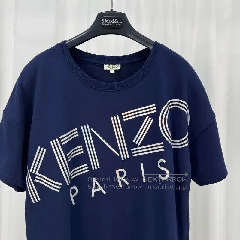 Kenzo KENZO Summer Navy Cotton Logo Dress . Size M / US 6-8 / IT 42-44 - 3 Thumbnail