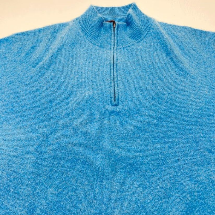 Vintage Grant Thomas 2-Ply Cashmere 1/4 Zip Pullover Sweater Mens XL Blue Classic Preppy Size US XL / EU 56 / 4 - 5 Thumbnail