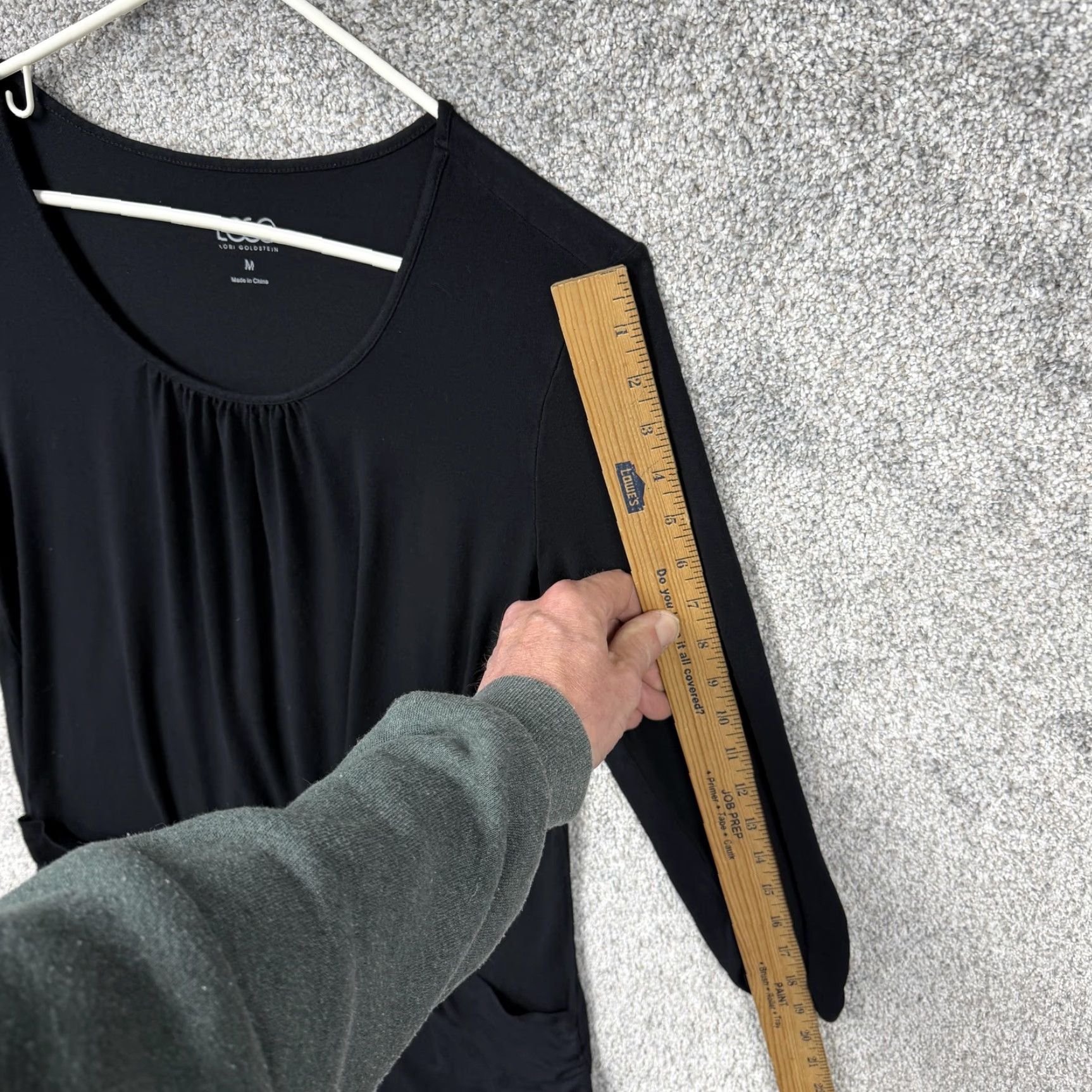 Vintage LOGO by Lori Goldstein Tunic Top M Black 3/4 Sleeve Pocket Jersey Rayon Spandex Scoop Neck Casual Womens Regular Fit Modern Indie Sleaze Vintage No Size M / US 6-8 / IT 42-44 - 3 Thumbnail