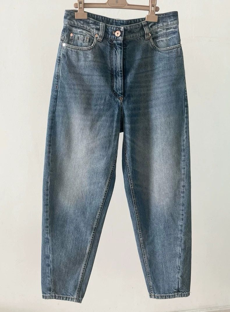 Brunello Cucinelli Brunello Cucinelli Washed Blue Beaded Jeans - dmc Size US 31 - 1 Thumbnail