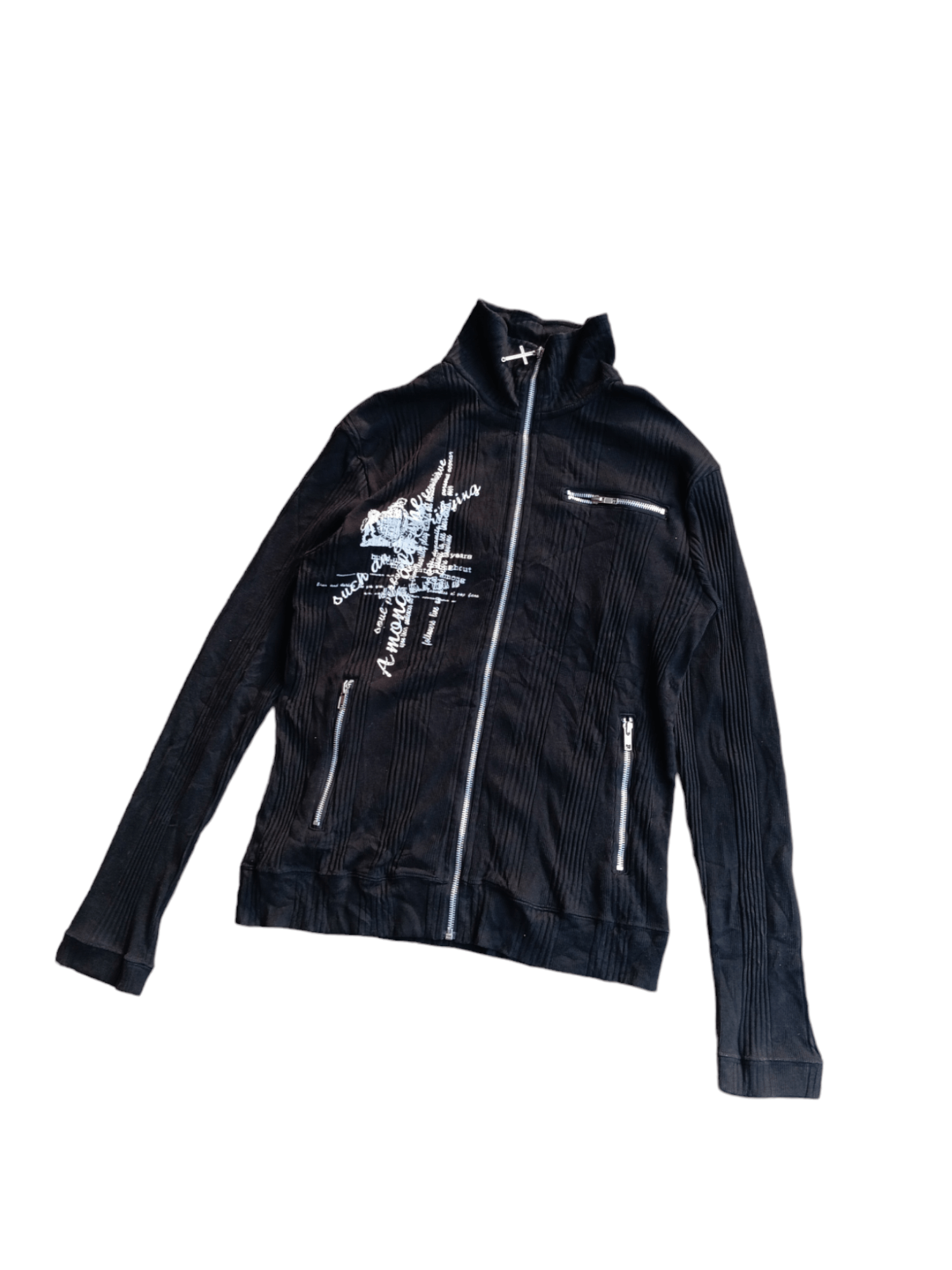 image of Japanese Agecore Punk Zip Up Longsleeve in Black, Men's (Size Medium)