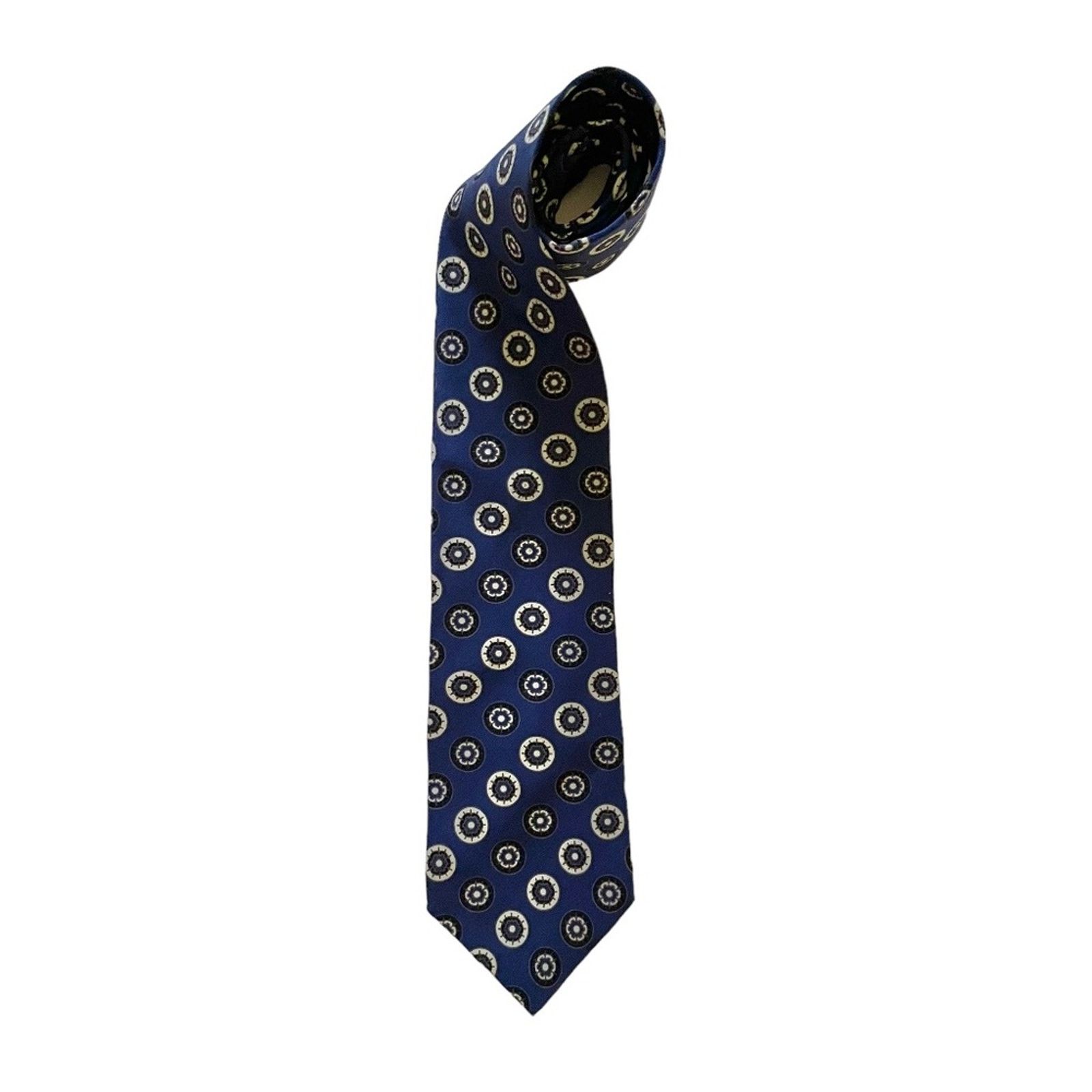Lanvin × Vintage Vintage Lanvin Navy Blue Foulard Silk Tie - Made in Italy Size ONE SIZE - 8 Thumbnail