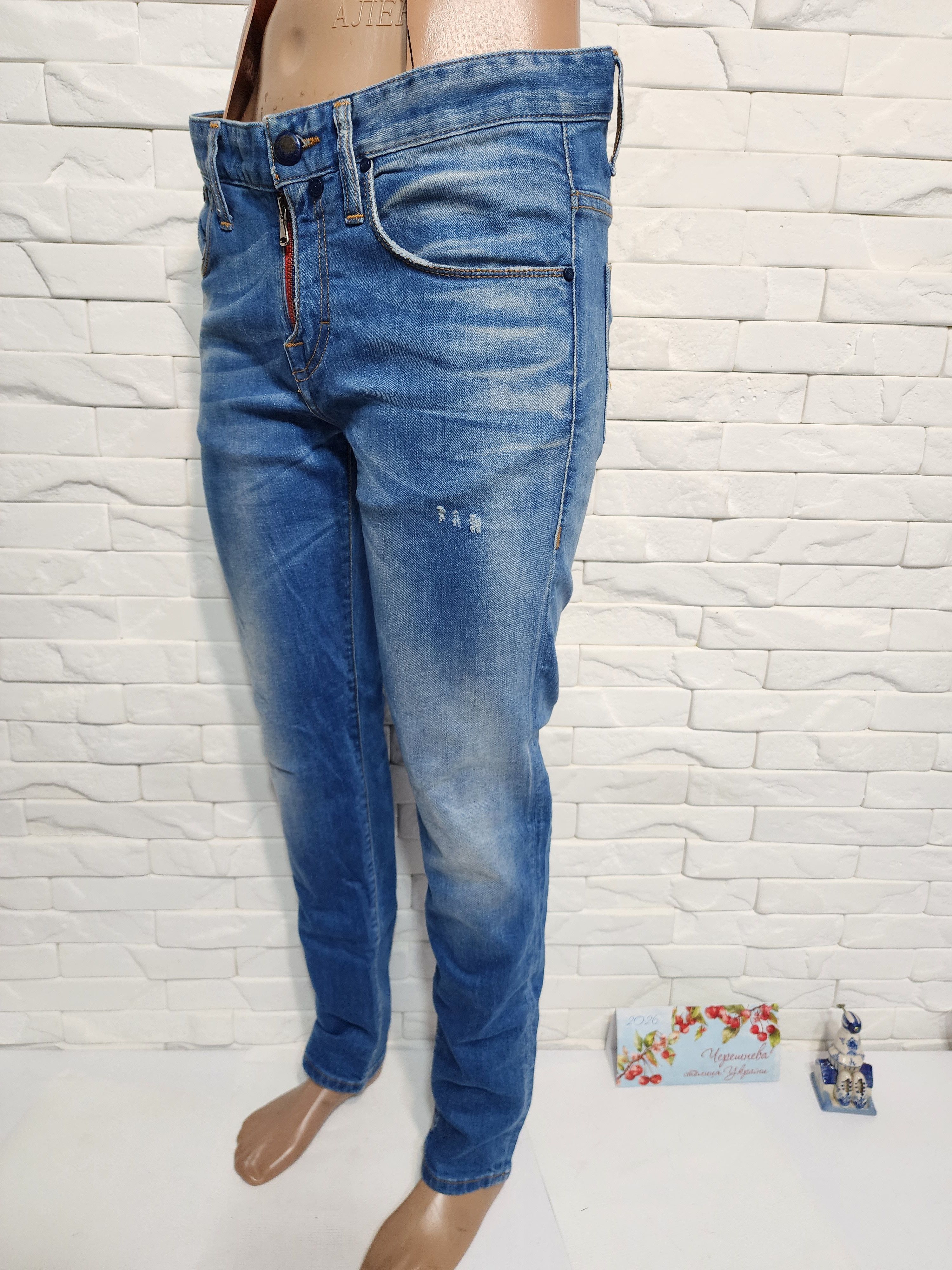 Takeshy Kurosawa Blue Denim Jeans Mens: Slim Fit Stretch Fabric. Size US 35 - 2 Thumbnail