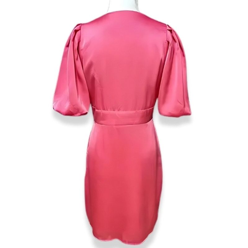 Other Halogen Satin Midi Dress Puff Sleeve Pink Women's S NWOT Size S / US 4 / IT 40 - 5 Thumbnail