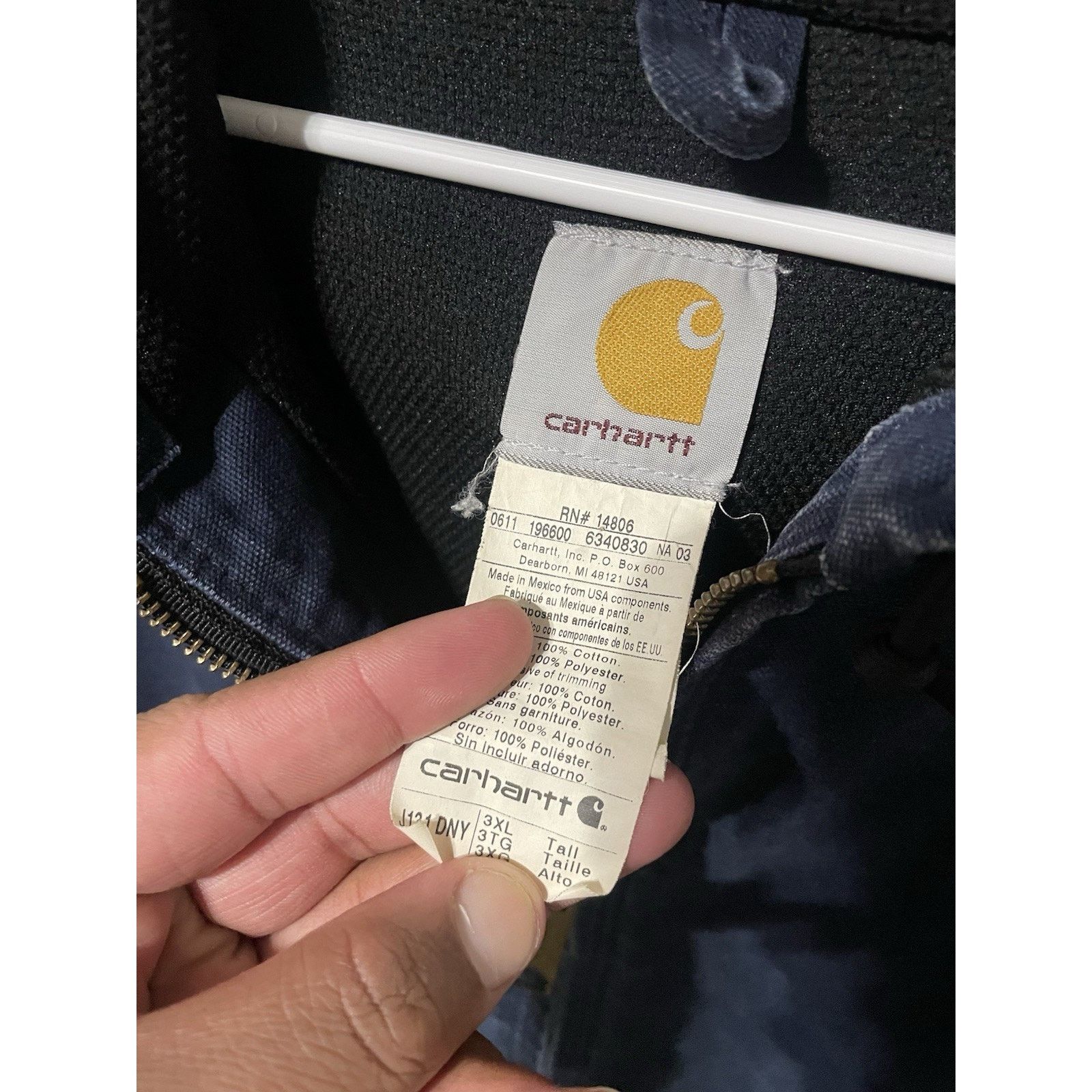 Carhartt Size 3XL- VTG Carhartt J131 Thermal Lined Hooded Jacket Navy Size US XXL / EU 58 / 5 - 3 Thumbnail