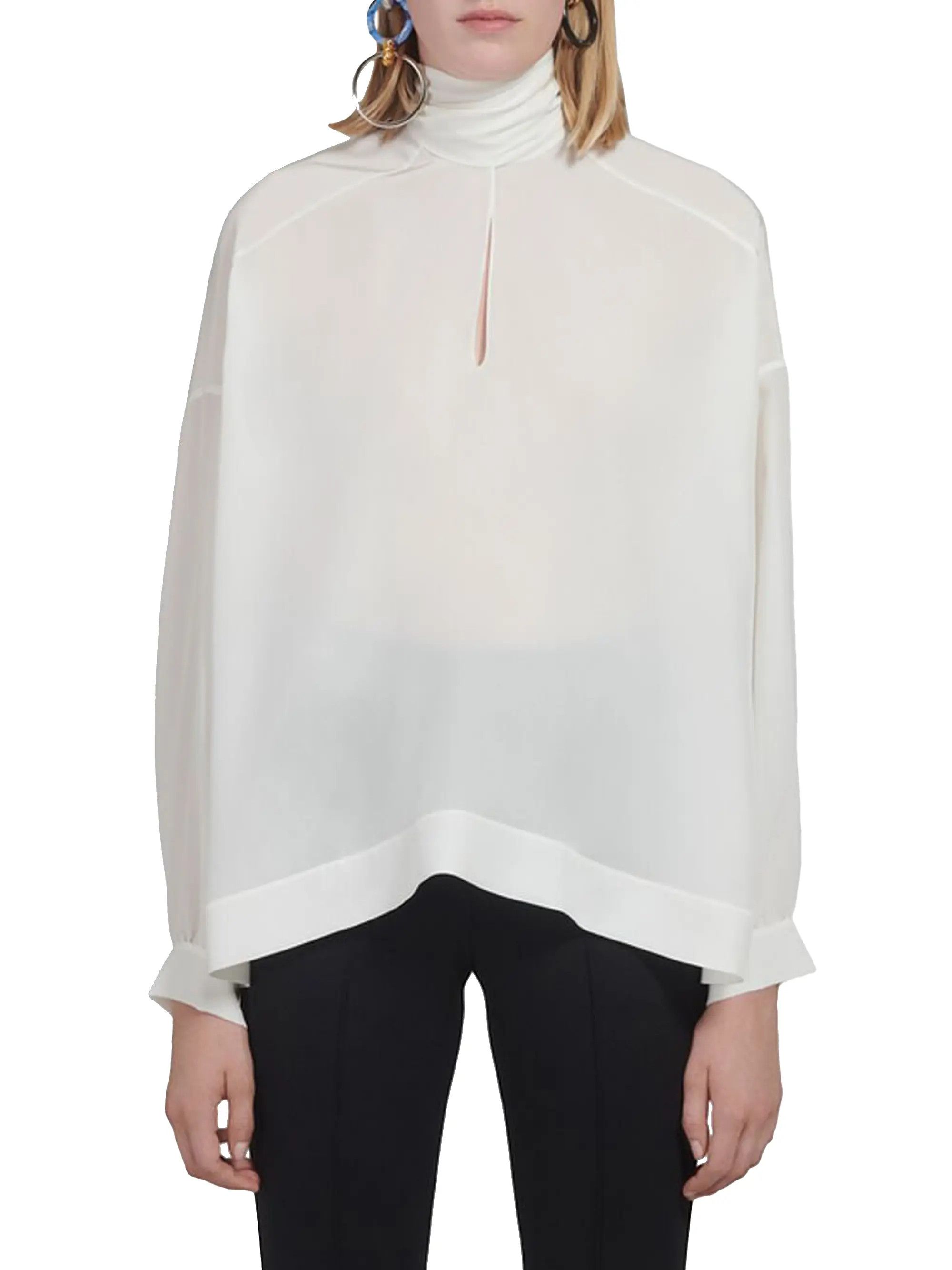 Balenciaga o1srvl11e0825 Fluid Vareuse Blouse in White Size XS / US 0-2 / IT 36-38 - 4 Thumbnail