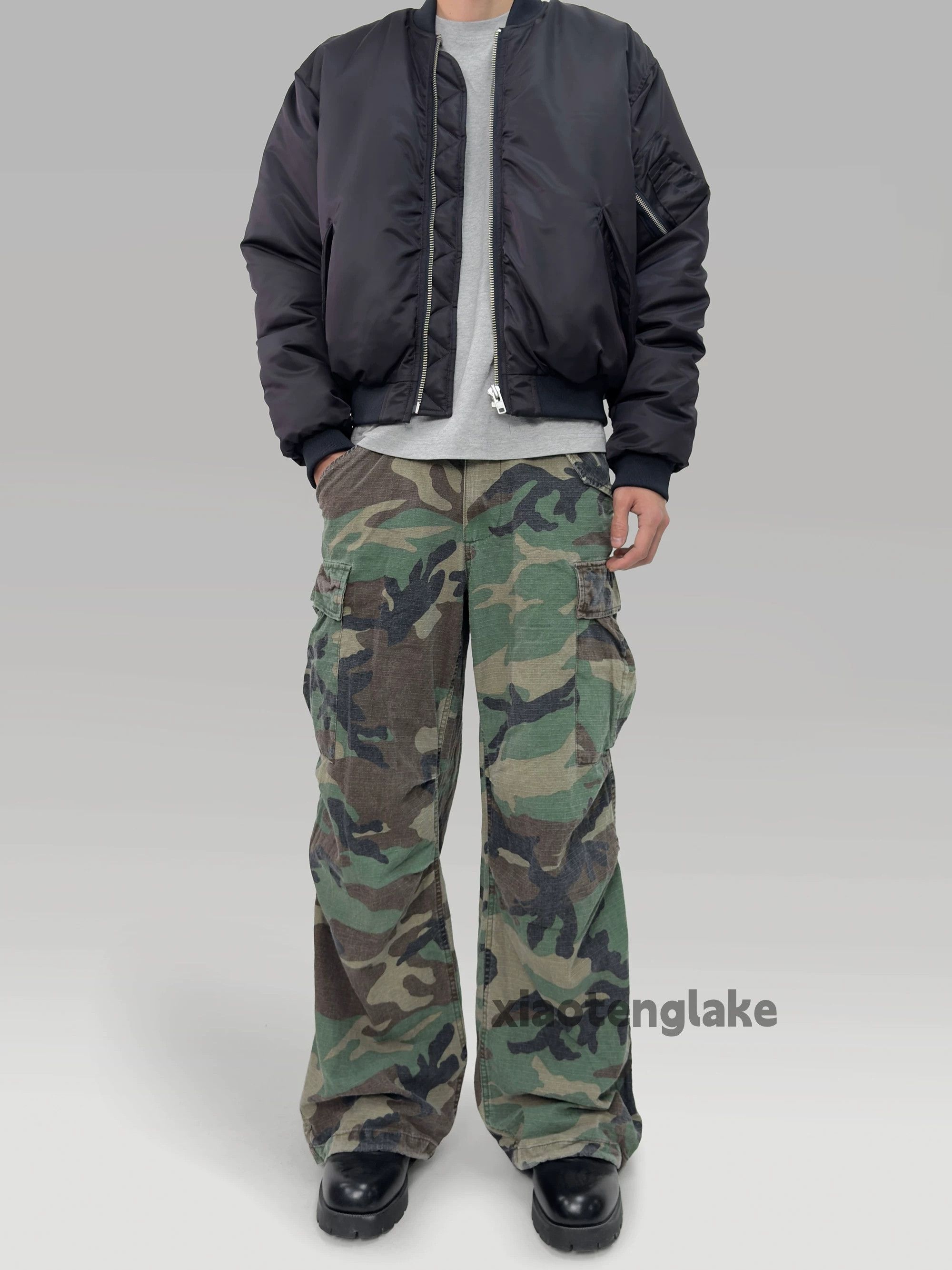 washed faded y2k skate hiphop outdoor camo cargo pants